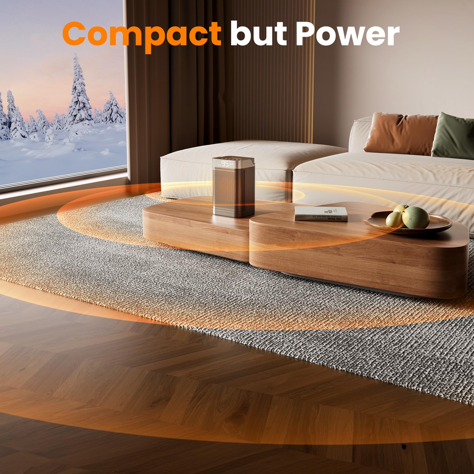 Portable Electric Space Heater with Fast Heating PTC Ceramic Technology - Adjustable Thermostat & Remote Control for Office, Bedroom, Home Use - Compact Desk Heater for Indoor Spaces (Black) | Perfect for Winter Warmth & Energy-Efficient Heating