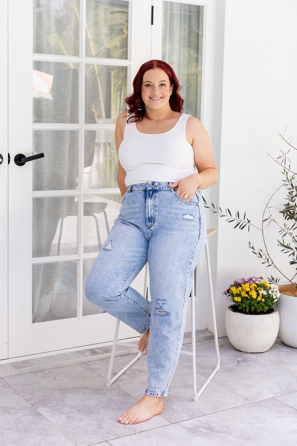 Cerys Light Blue Acid Wash Jeans for Women - High Waisted Distressed Denim Pants | Perfect for Casual Outfits, Streetwear & Everyday Wear