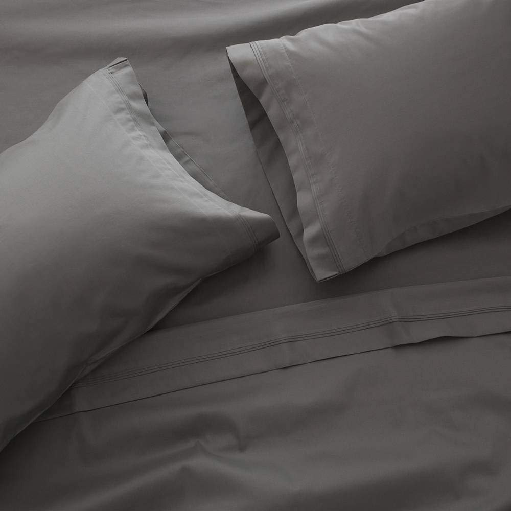400 Thread Count Luxury 100% Egyptian Cotton Bed Sheet Set - Deep Pocket Fitted Sheet, Flat Sheet & Pillowcase - Twin Size Grey - Soft Breathable Bedding for Hotel Comfort at Home