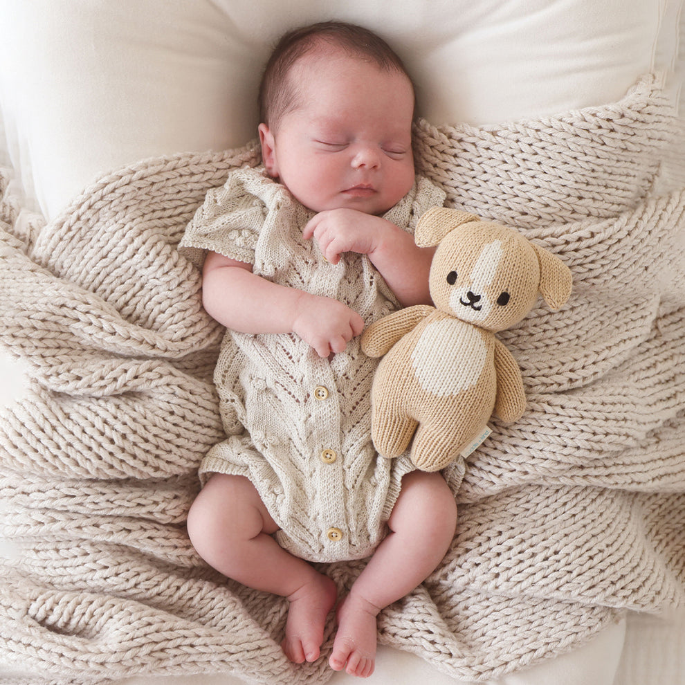 Cuddle + Kind Handmade Baby Puppy Plush Toy - Donates 5 Meals to Children in Need | Soft & Cuddly Stuffed Animal for Infants, Toddlers & Kids | Perfect for Nursery Decor, Gifts & Playtime Comfort