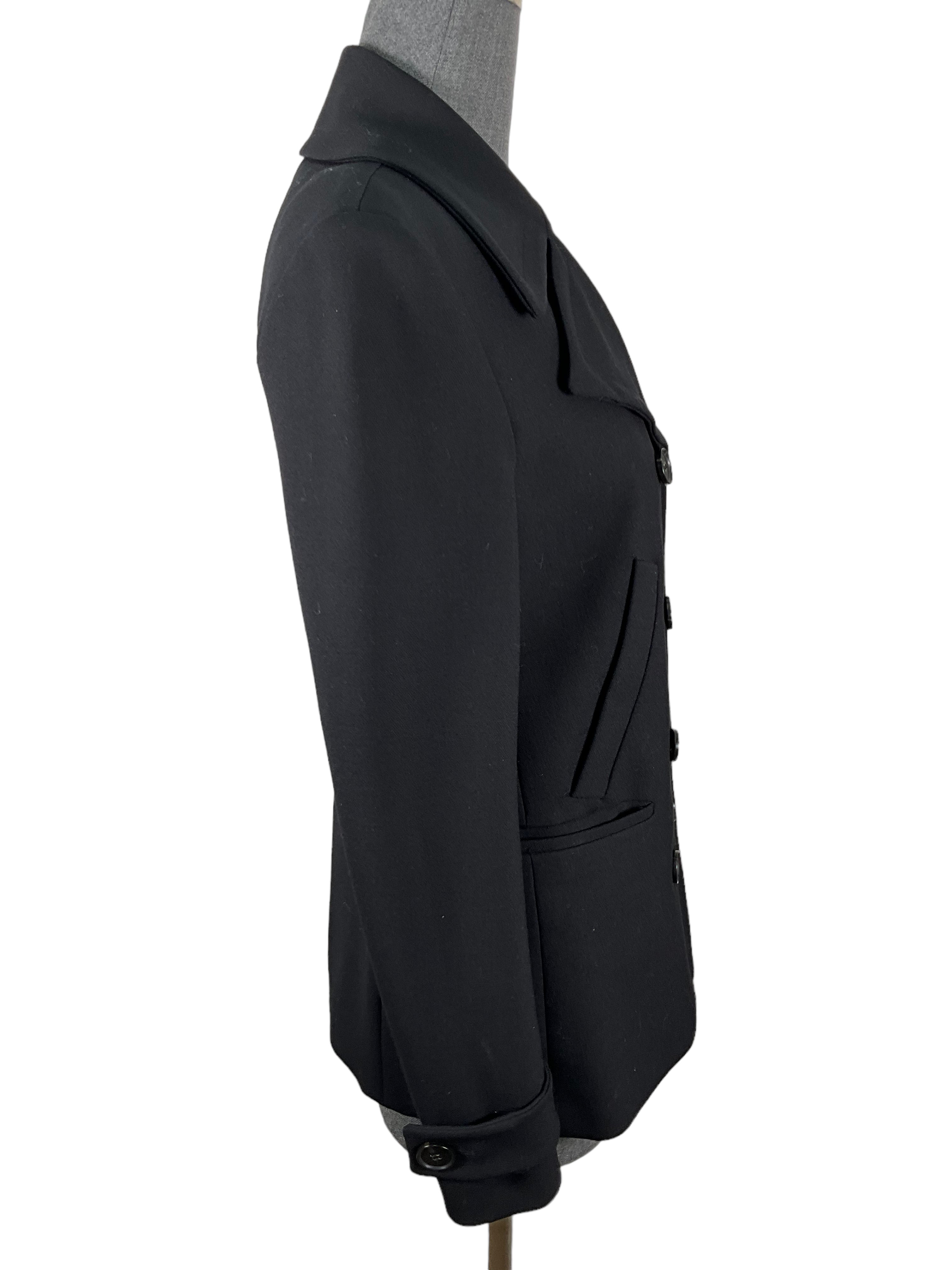 Theory Women's Black Wool Coat - Slim Fit Winter Trench Coat, Size S | Warm & Stylish Outerwear for Office, Travel & Formal Occasions