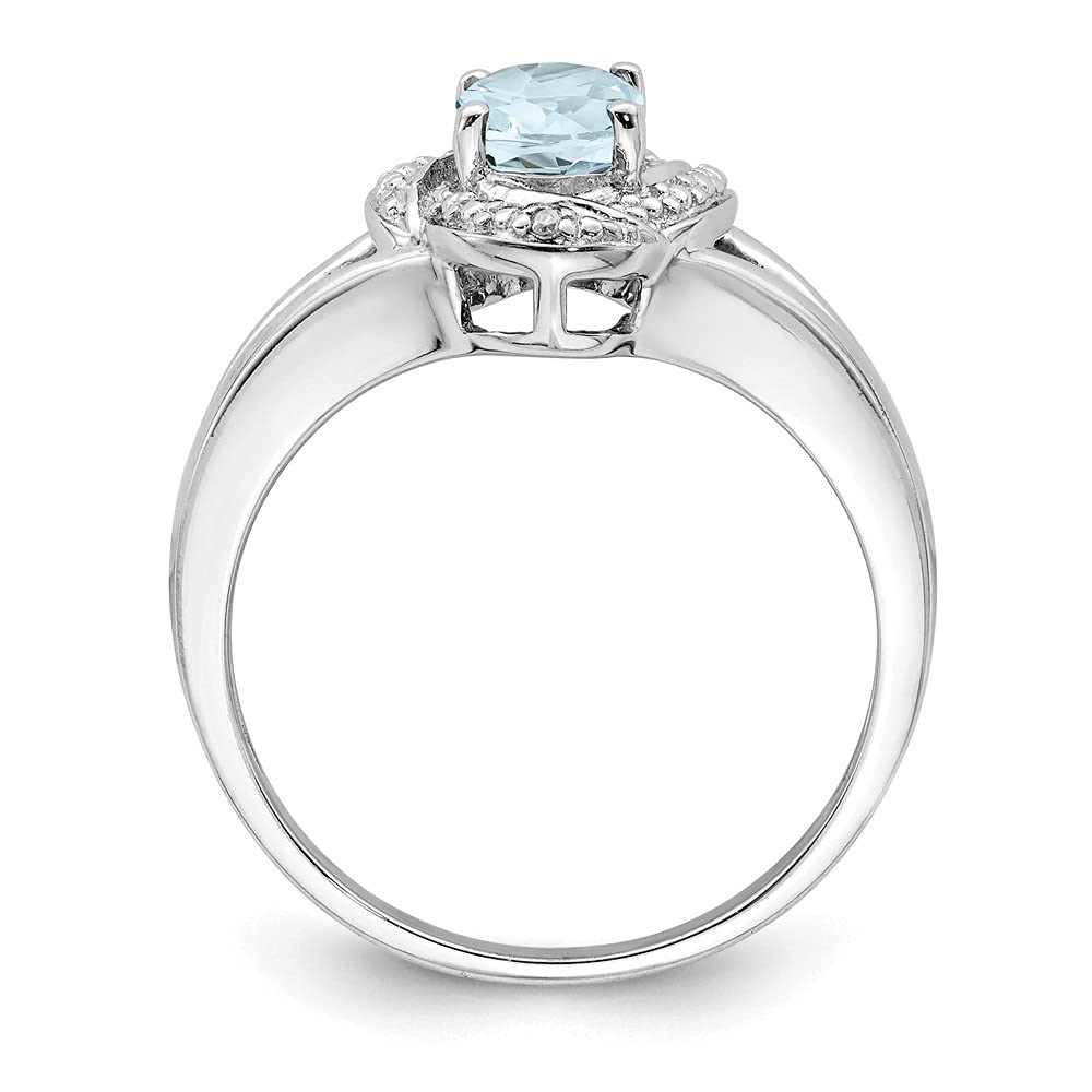925 Sterling Silver Aquamarine & Diamond Solitaire Engagement Ring - 0.71 CTTW | Elegant Promise & Wedding Jewelry for Her | Perfect for Proposals, Anniversaries & Special Occasions