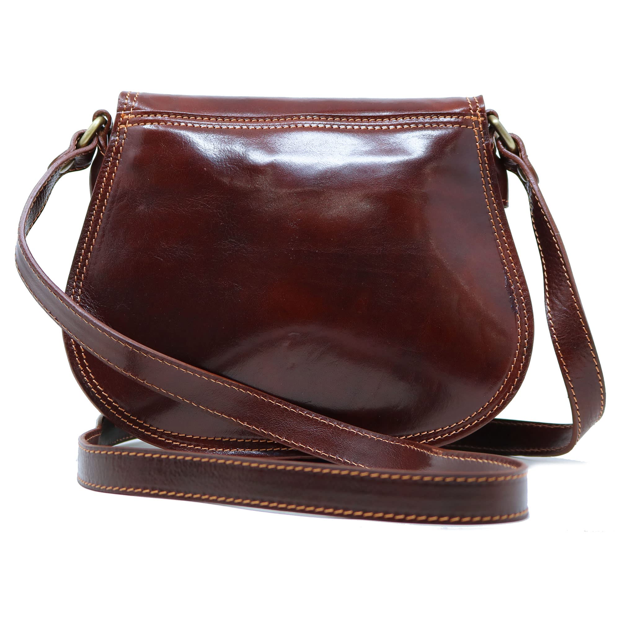 Floto Firenze Women's Saddle Bag - Vintage Leather Crossbody Shoulder Handbag Purse for Everyday Use, Travel & Date Night