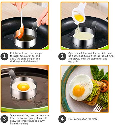4pcs 3.5 Inch Stainless Steel Pancake Rings - Non-Stick Egg Rings for Perfect Round Pancakes, Fried Eggs & Breakfast Sandwiches - Ideal for Home Cooking, Camping & Brunch Prep