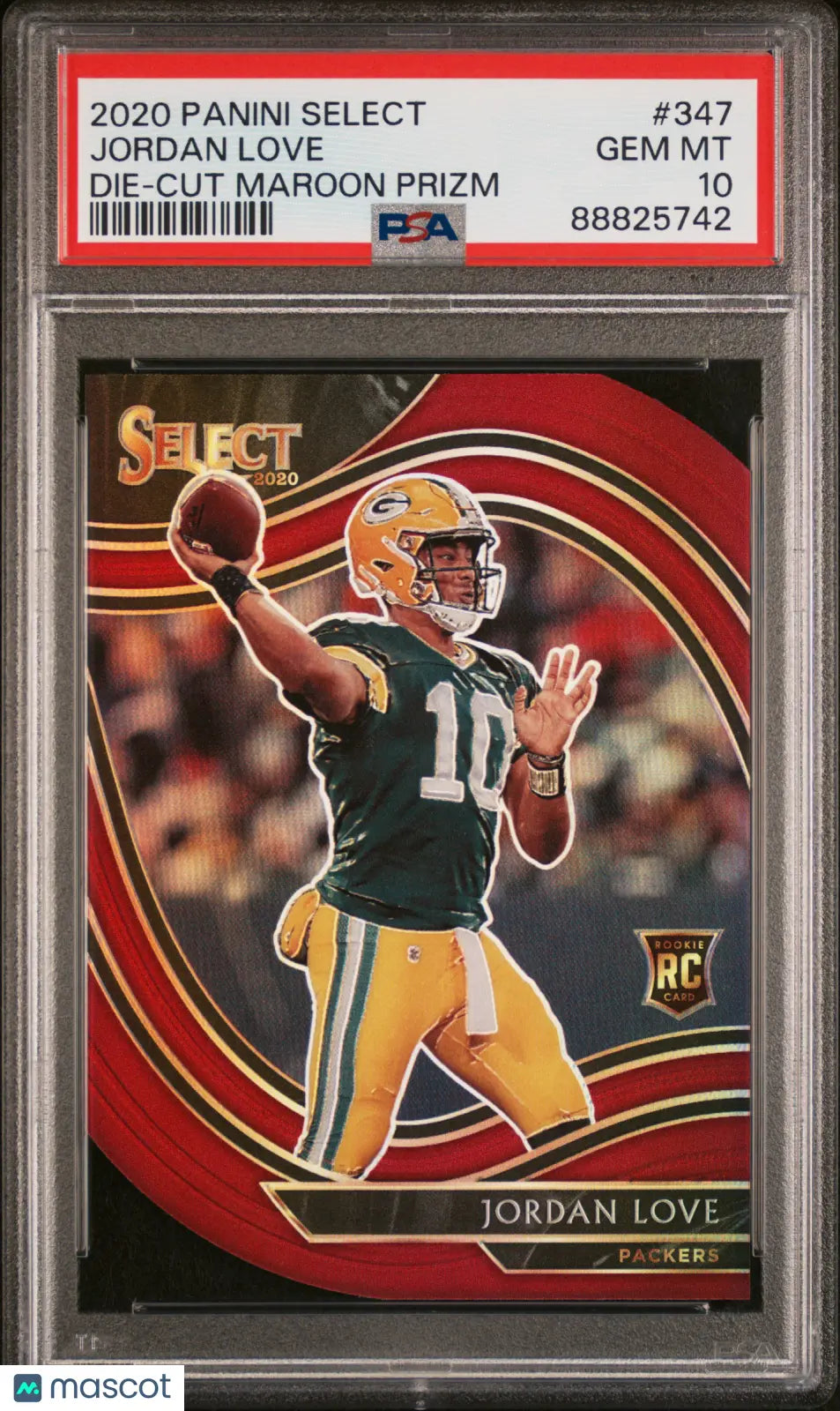 2020 Panini Select Football Jordan Love Rookie Card Die Cut Maroon Prizm PSA 10 #347 - Perfect for NFL Collectors & Sports Memorabilia Enthusiasts