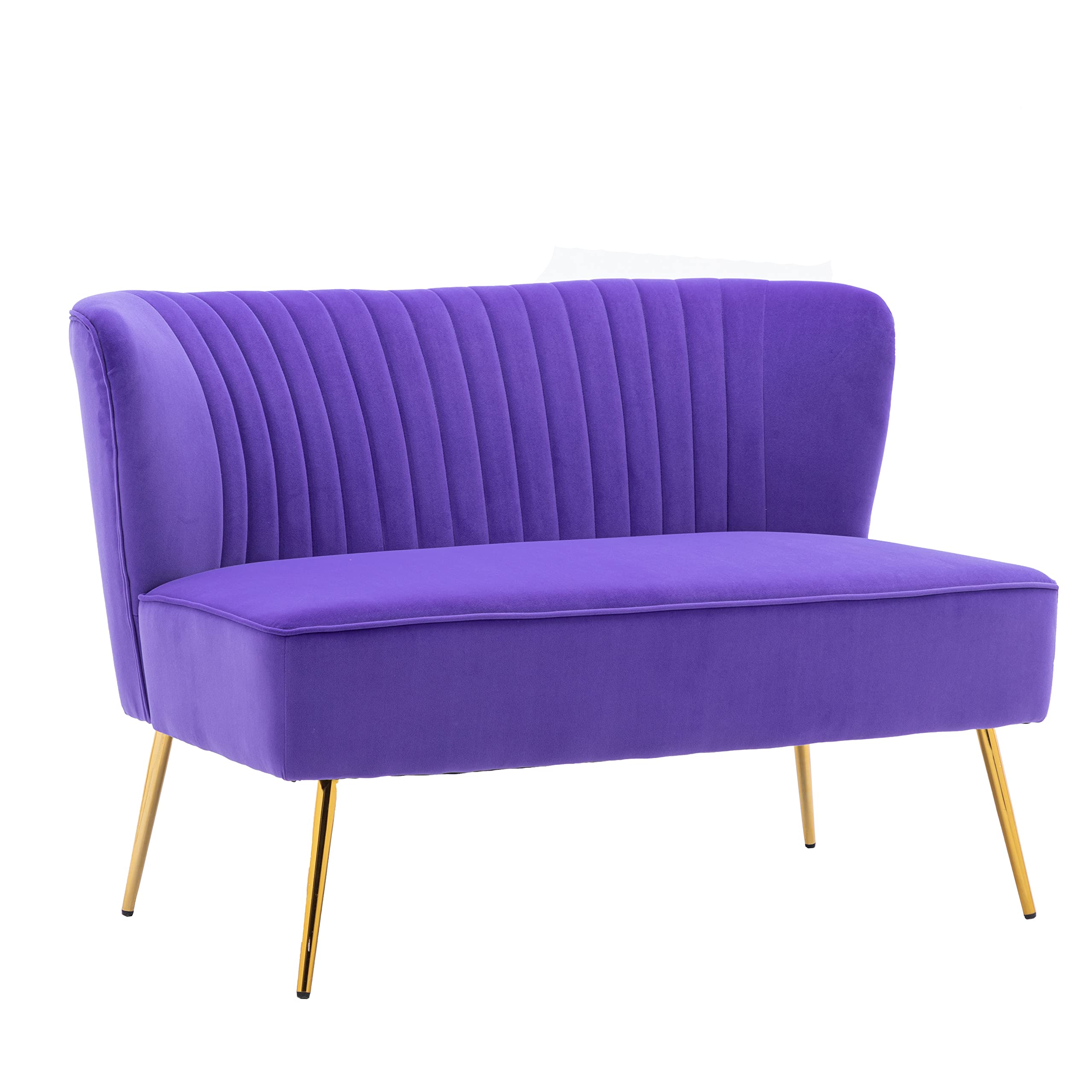 Velvet Loveseat Sofa Twin Size - Modern Upholstered Couch for Living Room & Bedroom - Contemporary Velvet Furniture for Small Spaces & Apartments (Purple) - Perfect for Cozy Lounging & Home Decor
