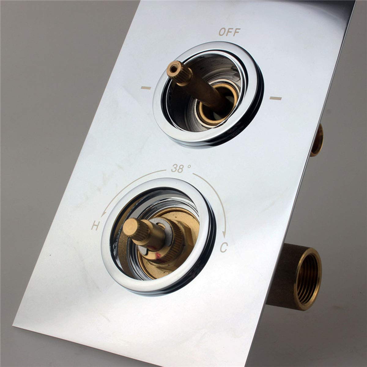 Oxen 153684 Thermostatic Shower Valve - Recessed Wall Outlet with Gloss Chrome Finish for Bathroom & Spa | Perfect for Modern Home Renovation & Luxury Shower Experience