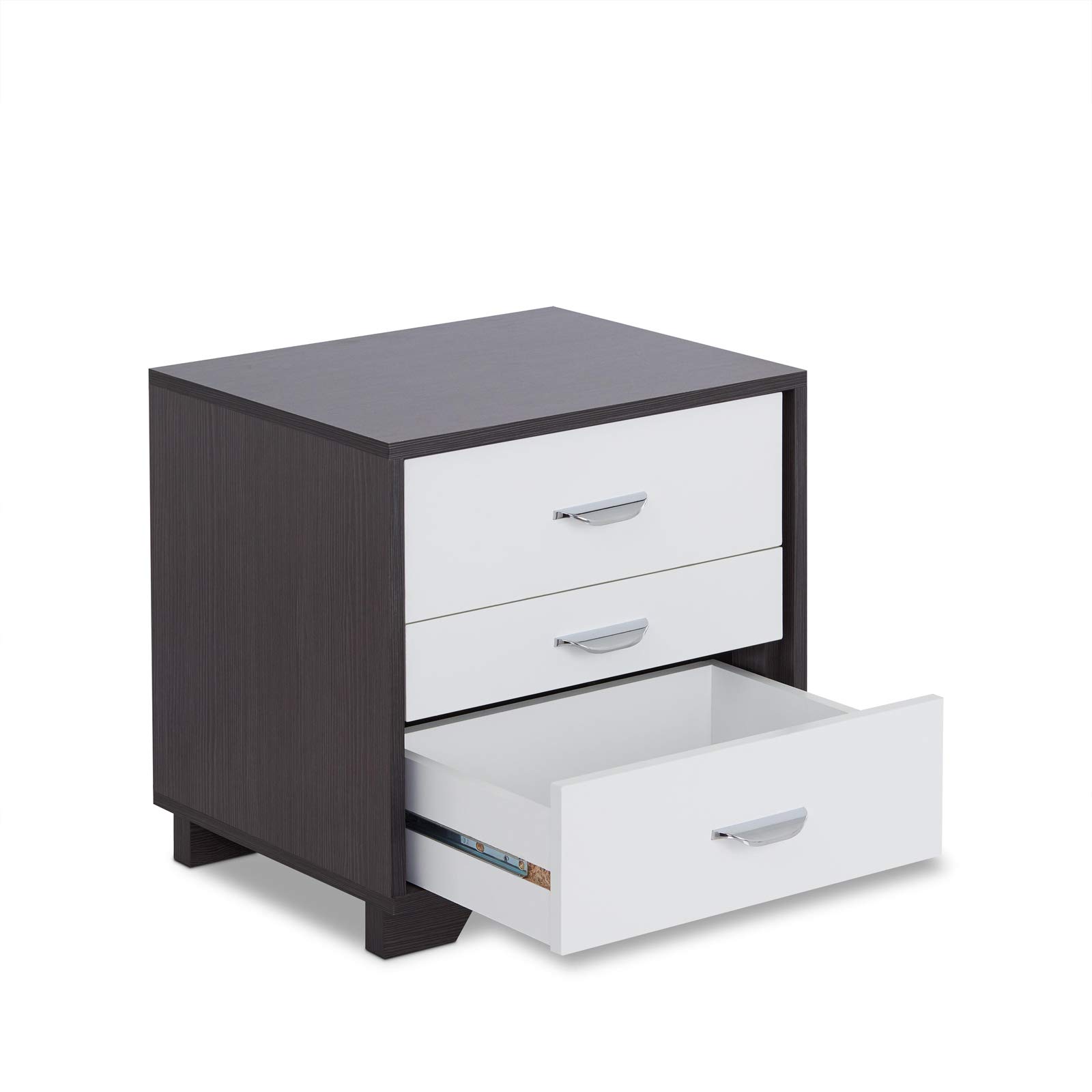 Mid Century Modern Black Nightstand with Drawers and Shelf - Bedroom End Table for Bedroom & Living Room - Perfect for Small Spaces, Guest Rooms and Apartment Decor