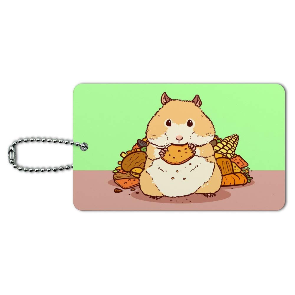 Funny Hamster Eating Food Luggage Tag - Cute Suitcase ID Tag for Carry-On Bags - Perfect for Travel, Kids & Pet Lovers