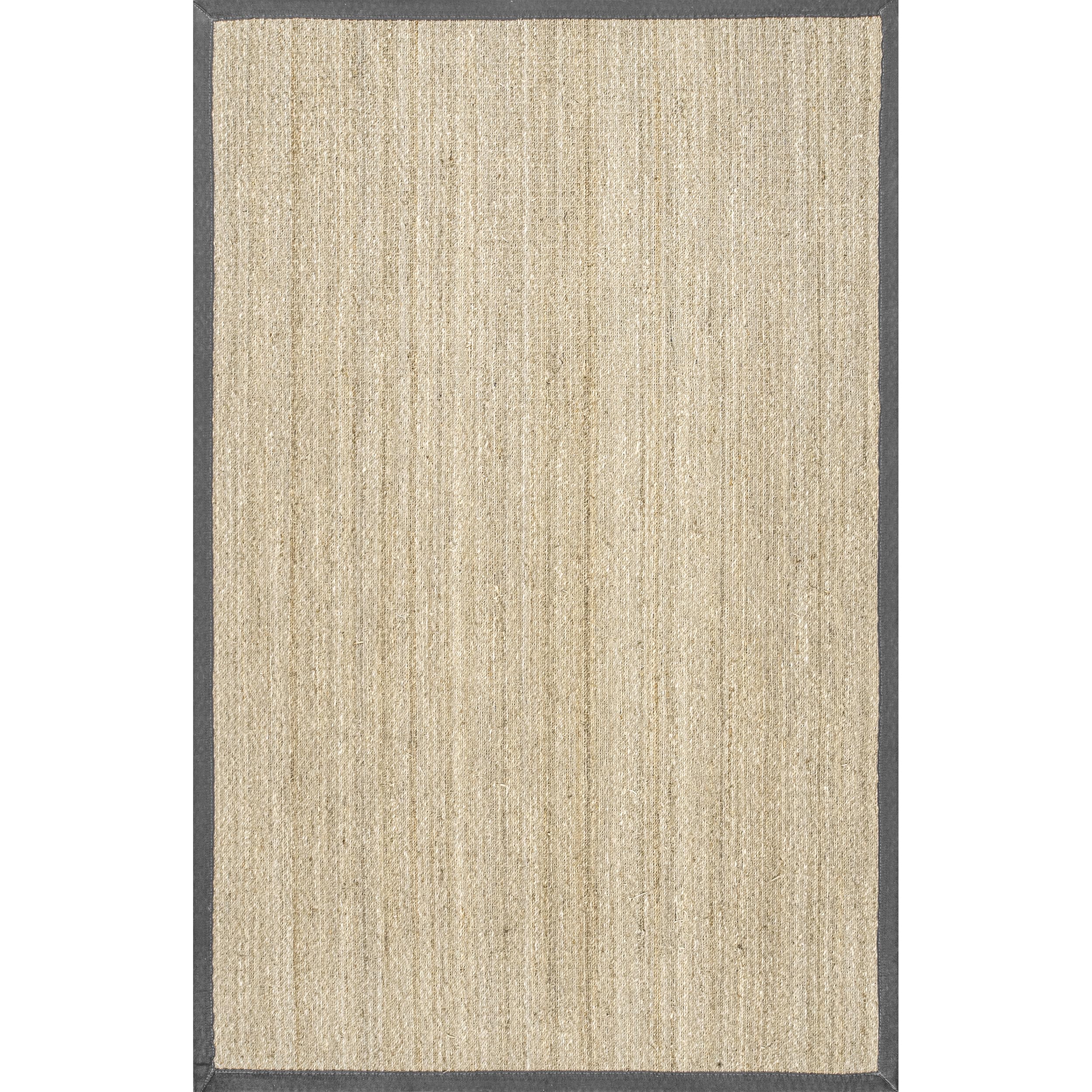nuLOOM 6x9 Elijah Seagrass Area Rug - Dark Grey Farmhouse Style Cotton Bordered Basketweave Natural Fiber Rug for Bedroom, Living Room, Dining Room | Home Decor, Boho Chic Interior Design, Cozy Floor Covering