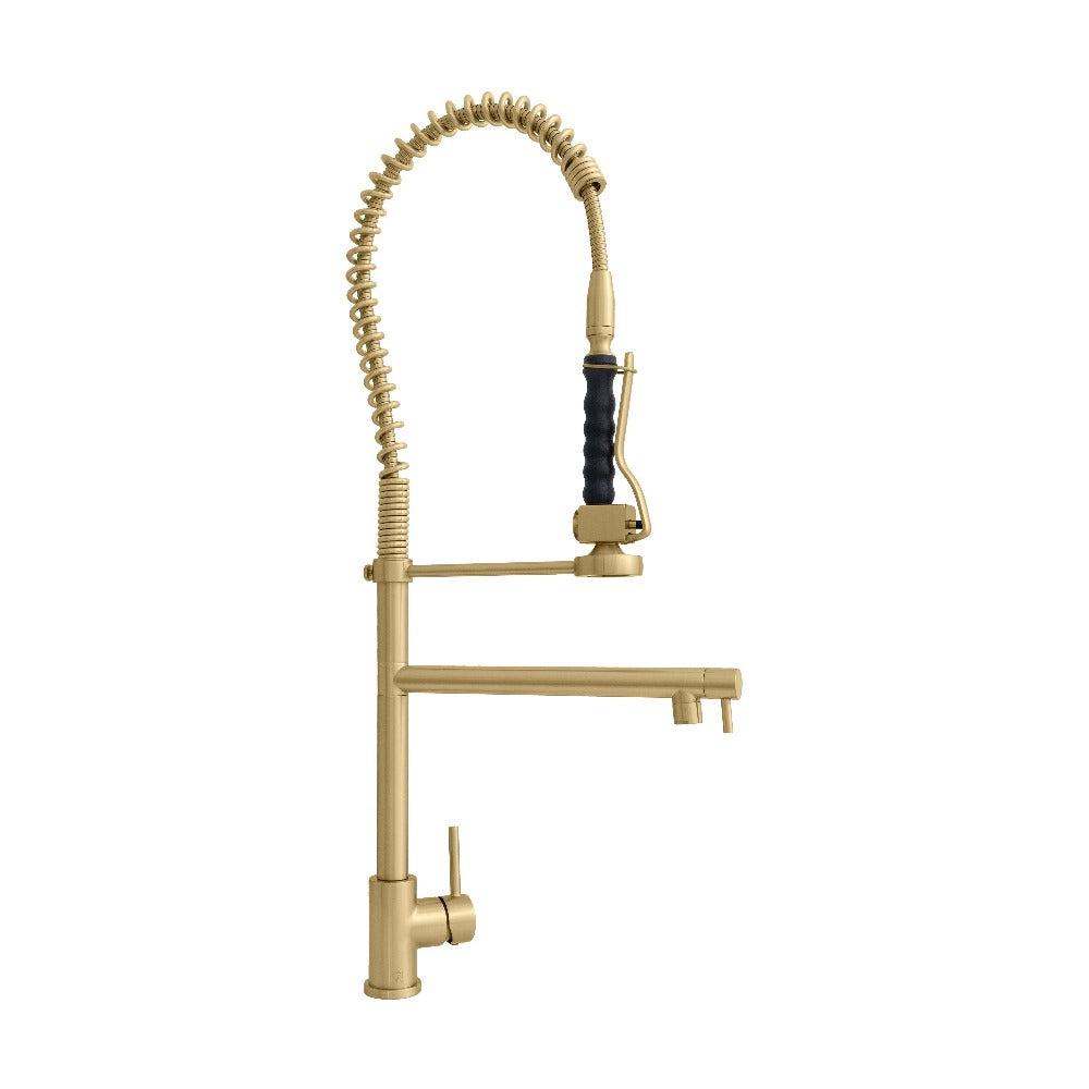 ZLINE Van Gogh Pull Down Spring Kitchen Faucet with Pot Filler in Champagne Bronze - High Arc Commercial Style Faucet for Modern Kitchens, Perfect for Cooking, Washing Dishes & Filling Large Pots (VNG KF CB)