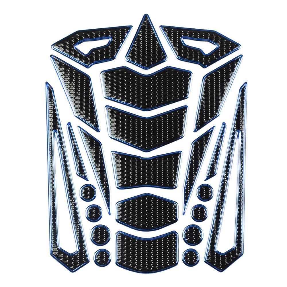 Universal Motorcycle Gas Tank Grip Pads - Non-Slip Traction Protector Stickers with Black & Blue Border for Enhanced Control - Perfect for Street Bikes, Cruisers & Sport Bikes Riding