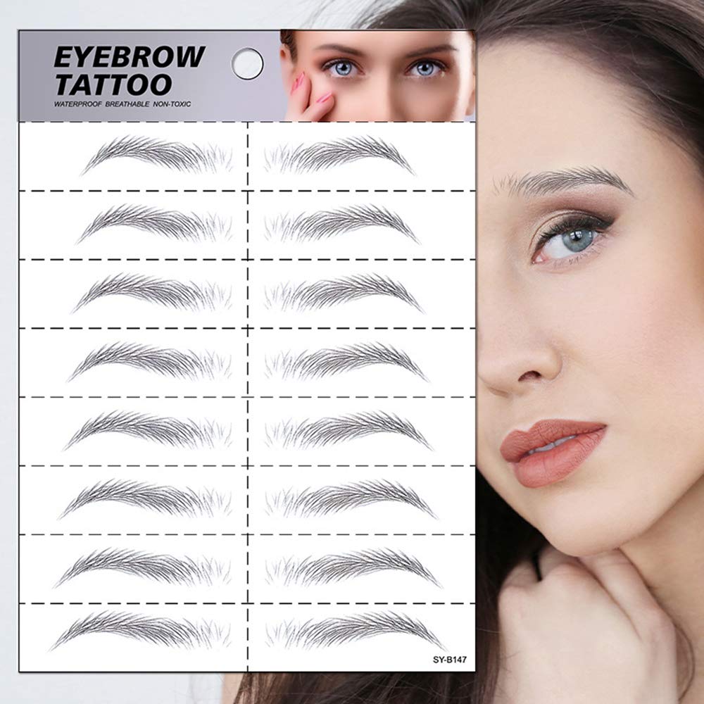 8 Pairs S.A.V.I 6D Natural Look Eyebrow Stickers - Waterproof, Long Lasting Up to 7 Days, Temporary Tattoo for Perfect Brows - Ideal for Daily Use, Travel, and Special Occasions