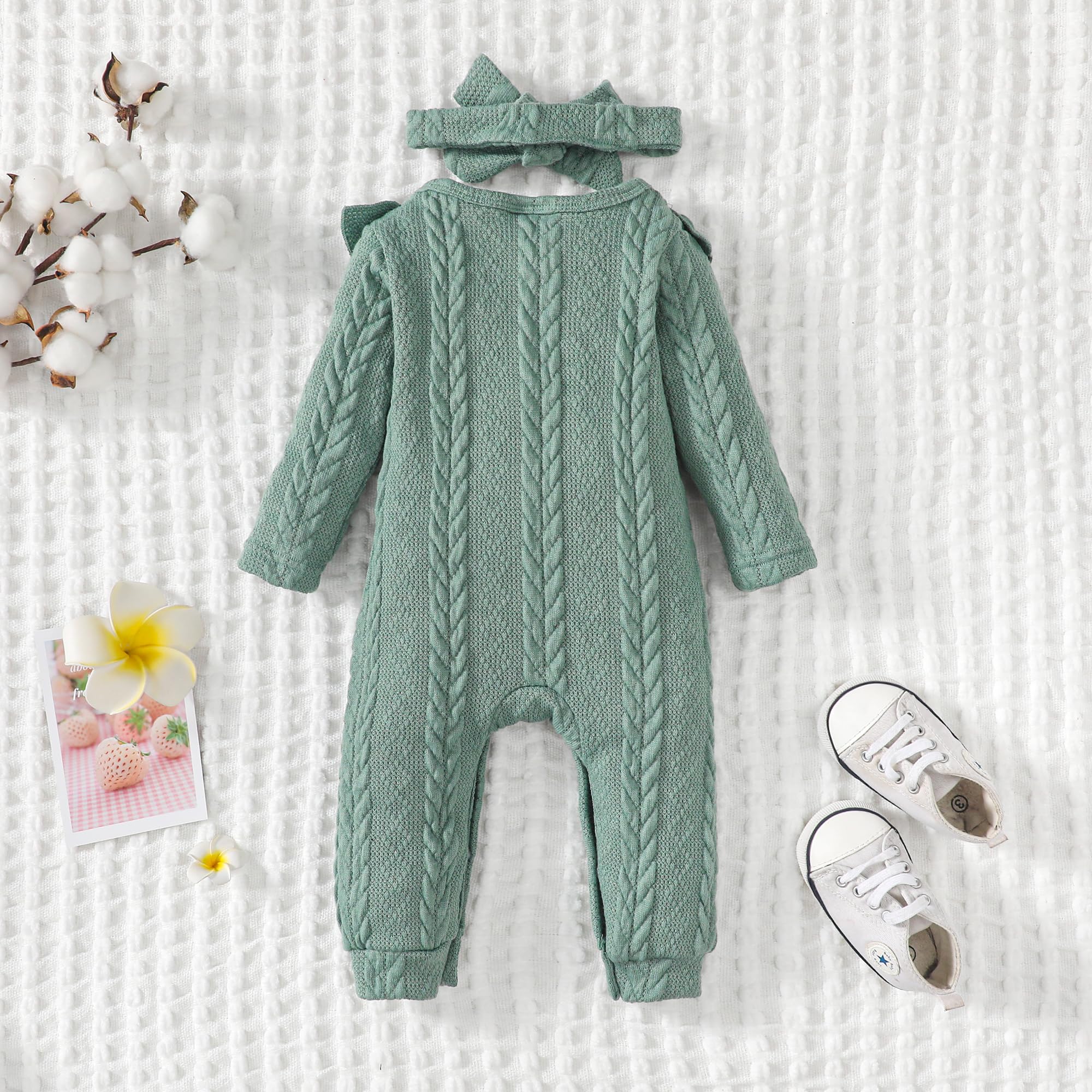Adorable Baby Girl Romper Outfit - Long Sleeve Ruffle Jumpsuit for Newborns & Infants | Fall & Winter Clothing | Perfect for Holidays, Photos & Special Occasions