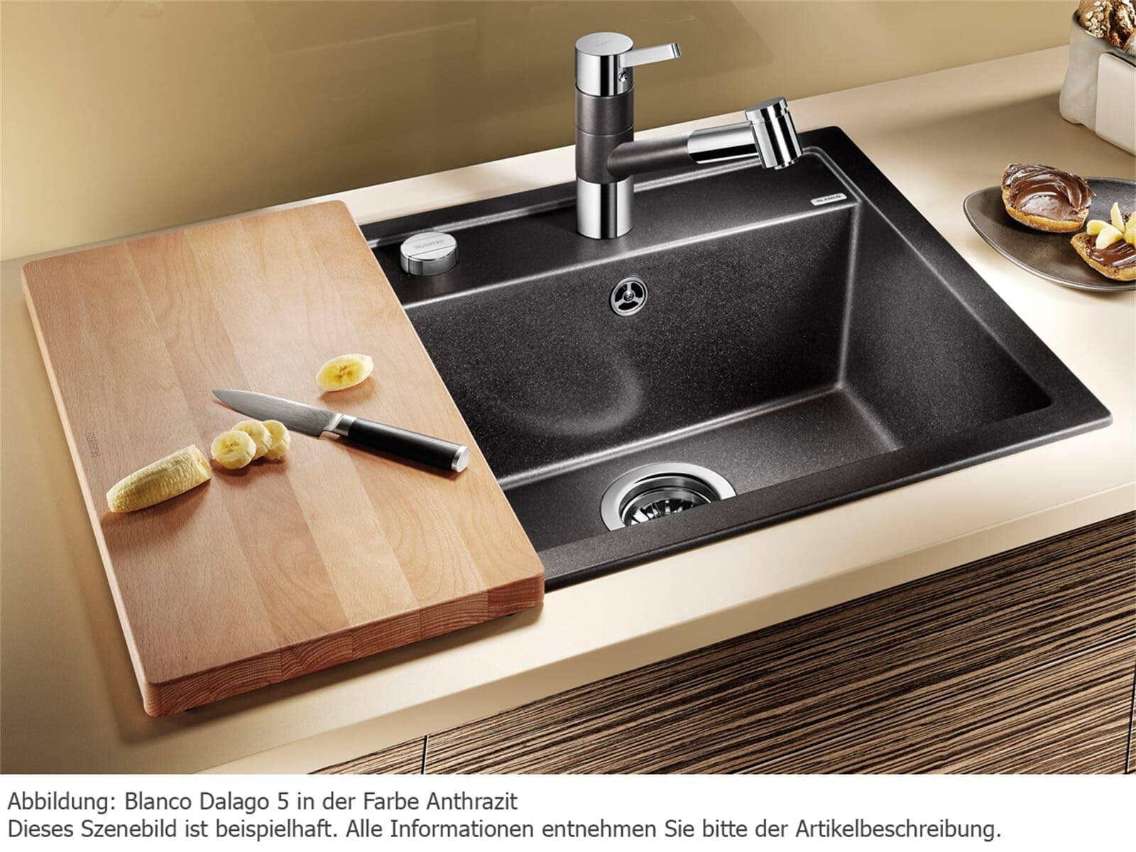 BLANCO 518529 Dalago Undermount Kitchen Sink in Coffee Brown, 50 cm - Perfect for Modern Cabinets & Small Kitchens