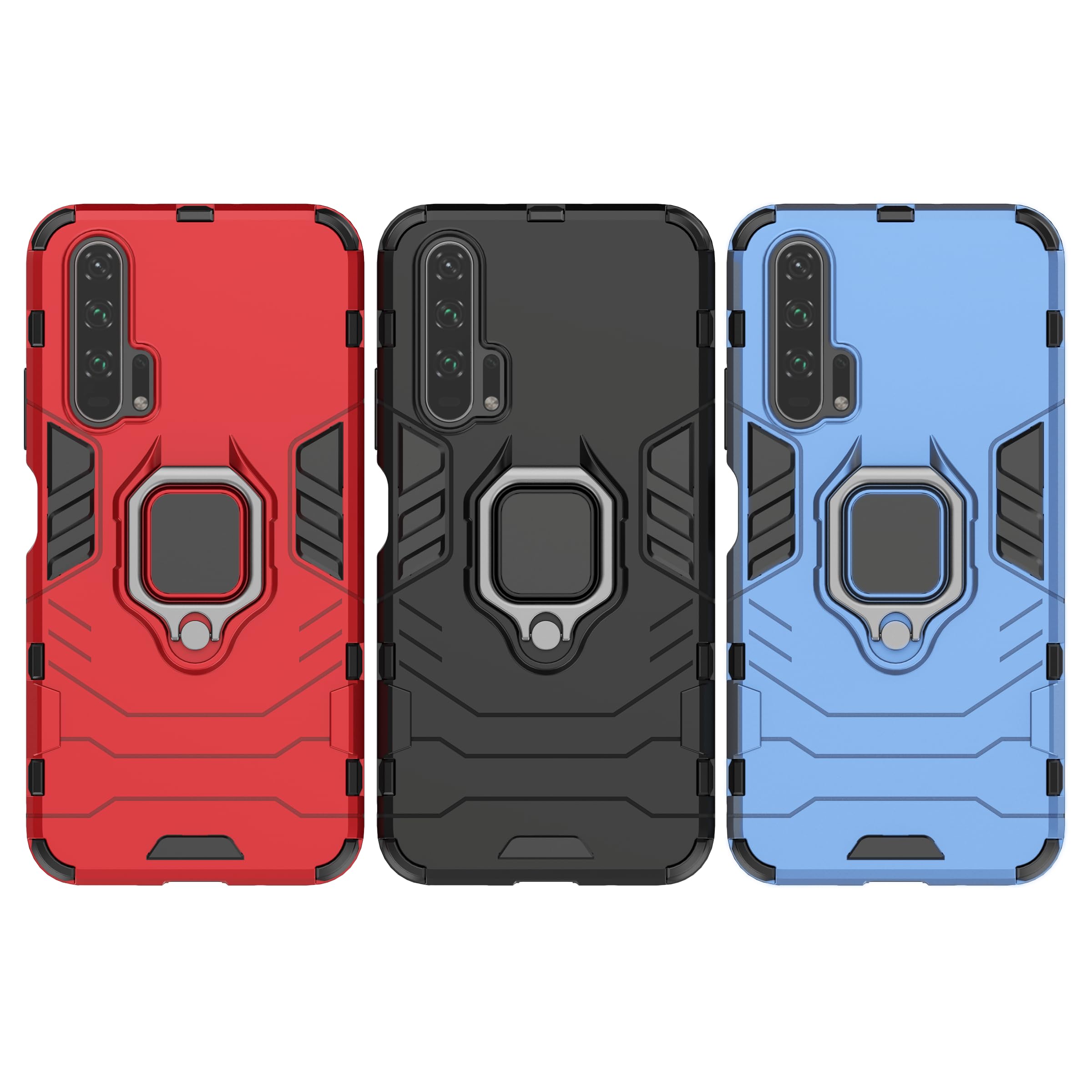 SORAKA Honor 20 Pro Case with Ring Holder & Metal Plate - Slim Soft TPU Phone Cover for Magnetic Car Mount - Black - Perfect for Driving, Work & Daily Protection