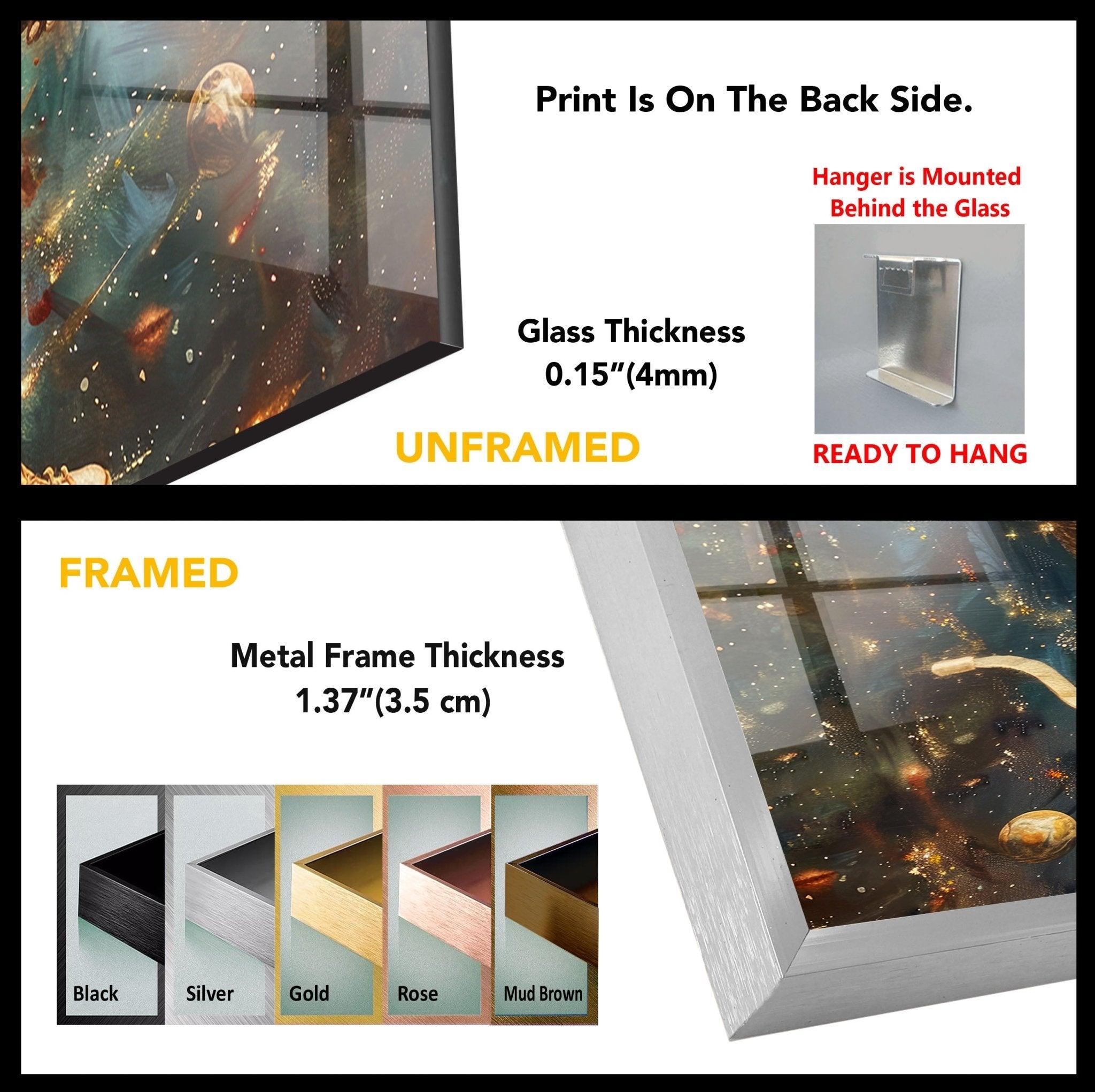 Astronaut Monkey Glass Wall Art - Unique Space Themed Home Decor for Living Room, Bedroom & Office - Perfect Gift for Sci-Fi & Space Lovers
