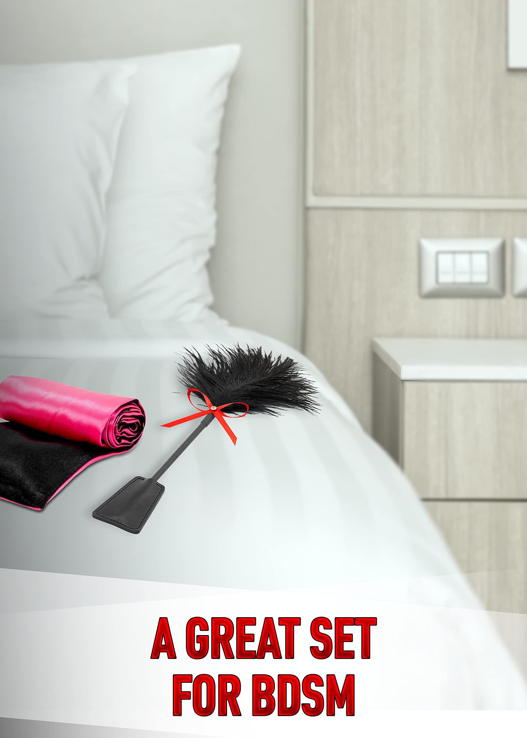 Sensual Feather Tickler & Spanking Crop - BDSM Bedroom Toys for Couples, Adults - Perfect for Role Play, Sensory Play & Intimate Bonding