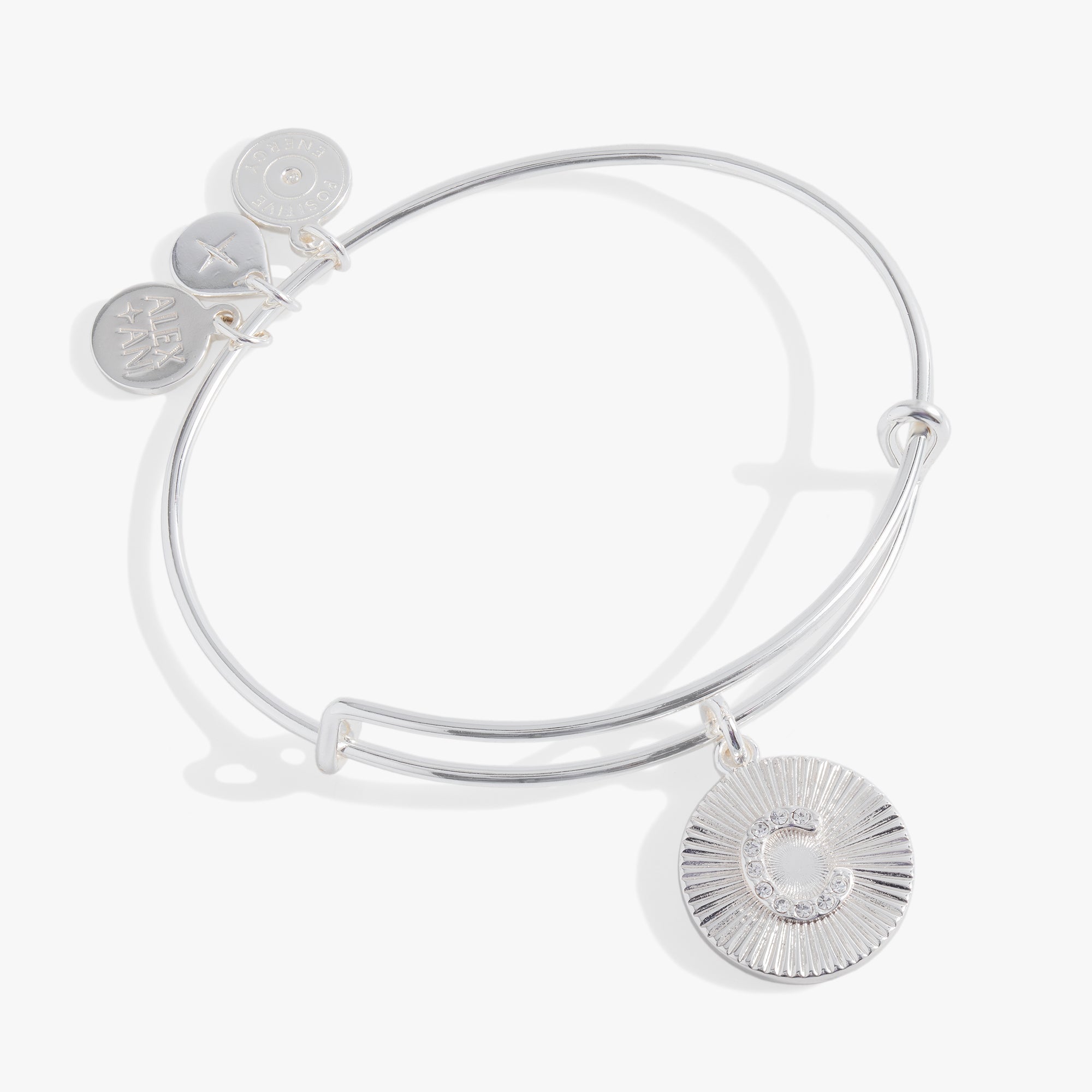 Initial C Pave Starburst Texture Bangle - Elegant Gold Plated CZ Bracelet for Women | Perfect for Parties, Weddings & Everyday Wear