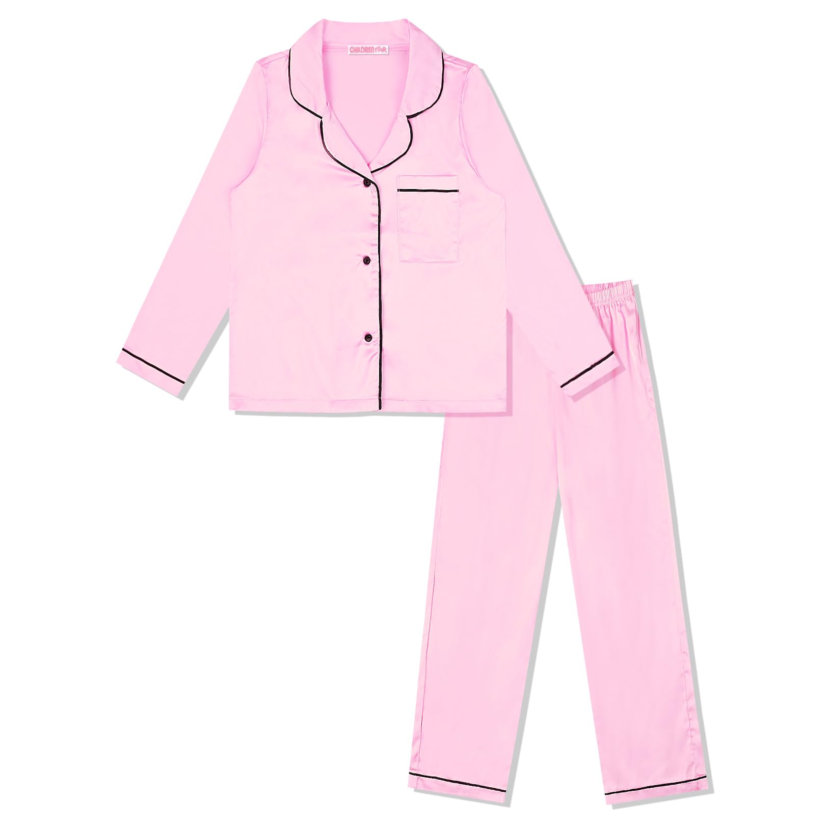 Girls Boys Satin Pajama Sets - Kids Silk Button-Down Matching Sleepwear for Fall & Winter - Cozy Lounge & Bedtime Outfits for Family Movie Nights & Sleepovers