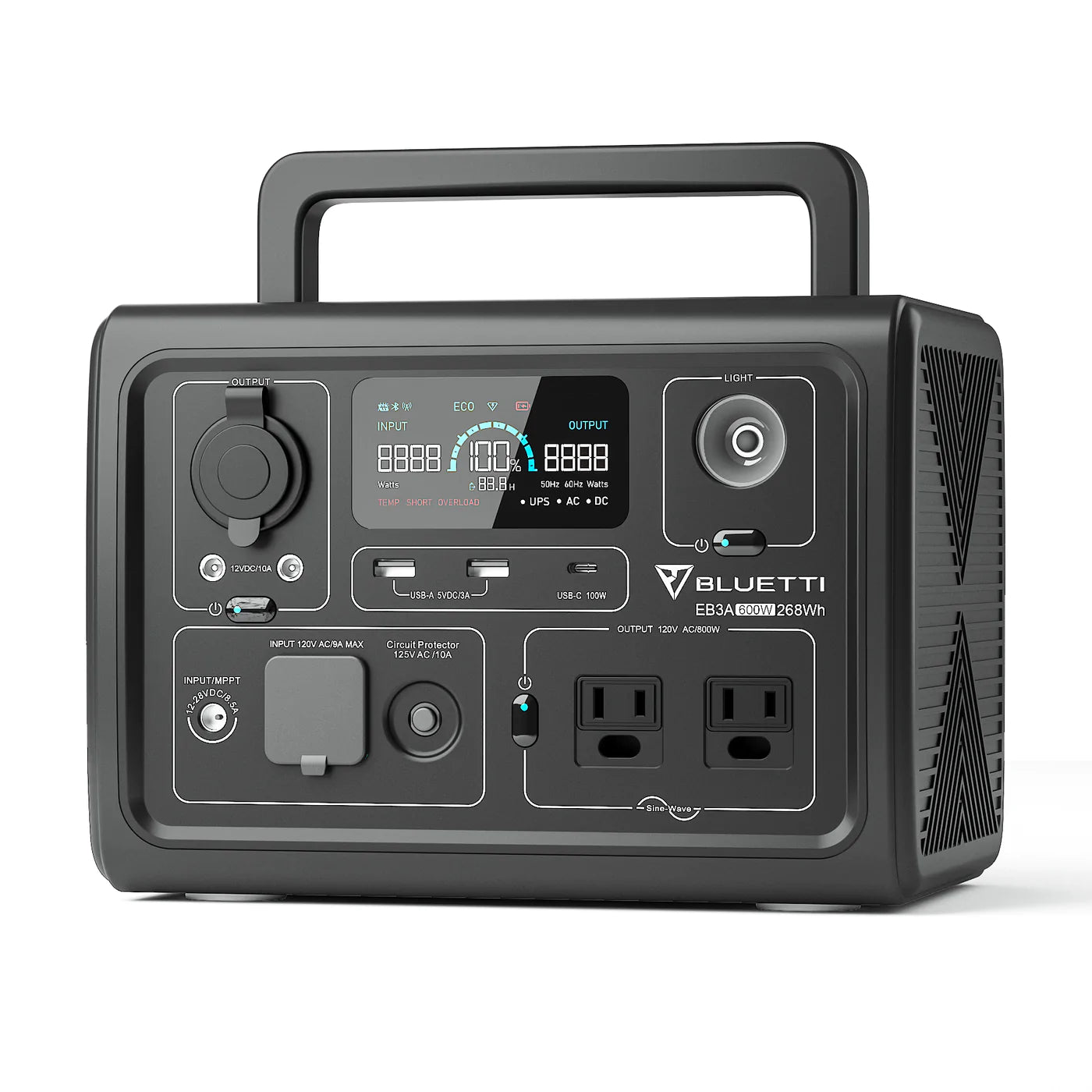 BLUETTI EB3A 600W 268Wh Portable Power Station - Solar Generator for Camping, RV, Emergency Backup & Outdoor Adventures