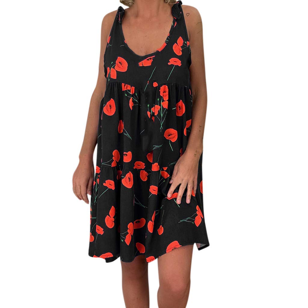 VIVIYY Women's Loose Leopard Print Summer Dress - Sleeveless Bandage Mini Dress for Women | Perfect for Beach Vacation, Party & Casual Outings