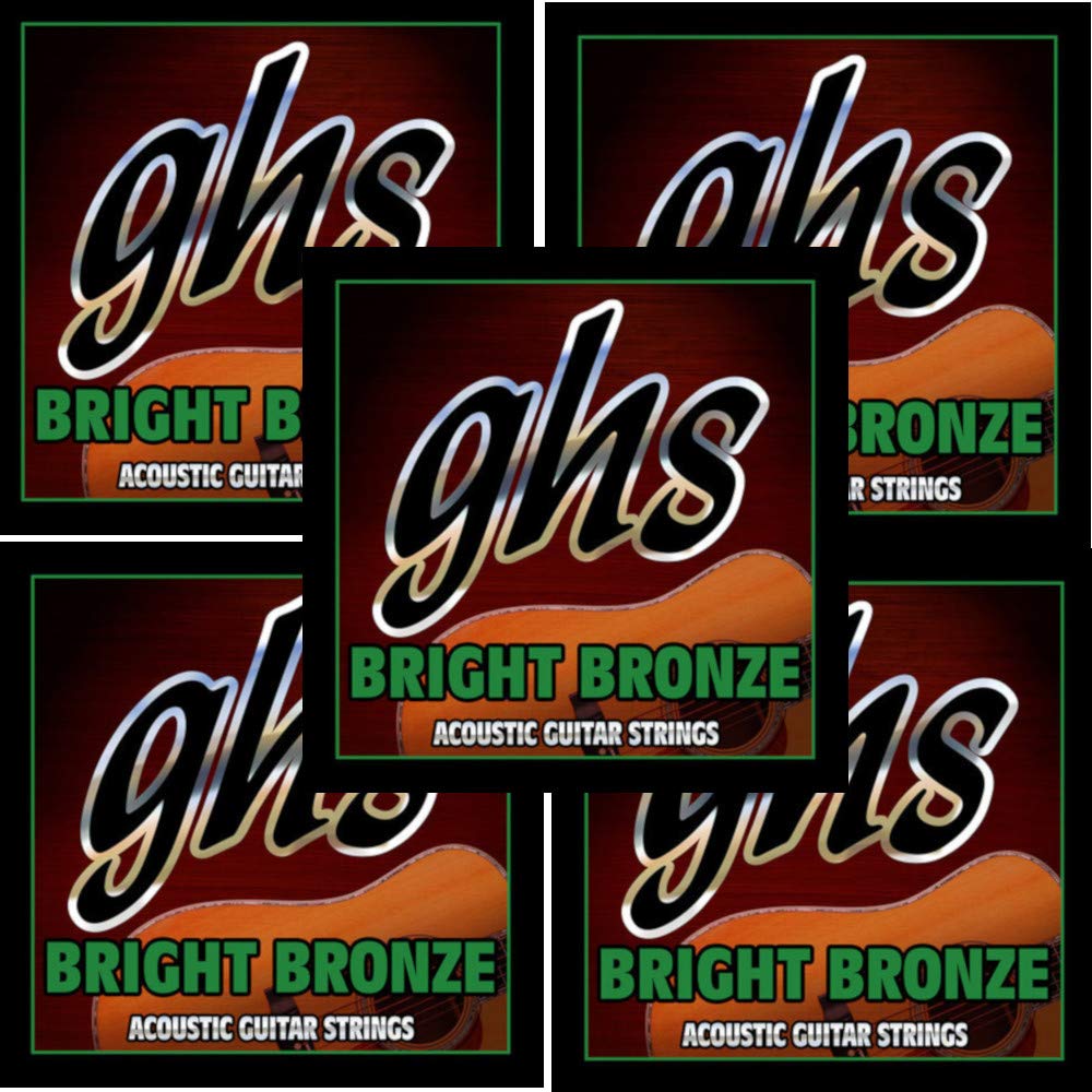 GHS Acoustic Guitar Strings 5-Pack - Bright Bronze Heavy Gauge for Steel String Guitars | Perfect for Live Performances, Studio Recording & Practice Sessions
