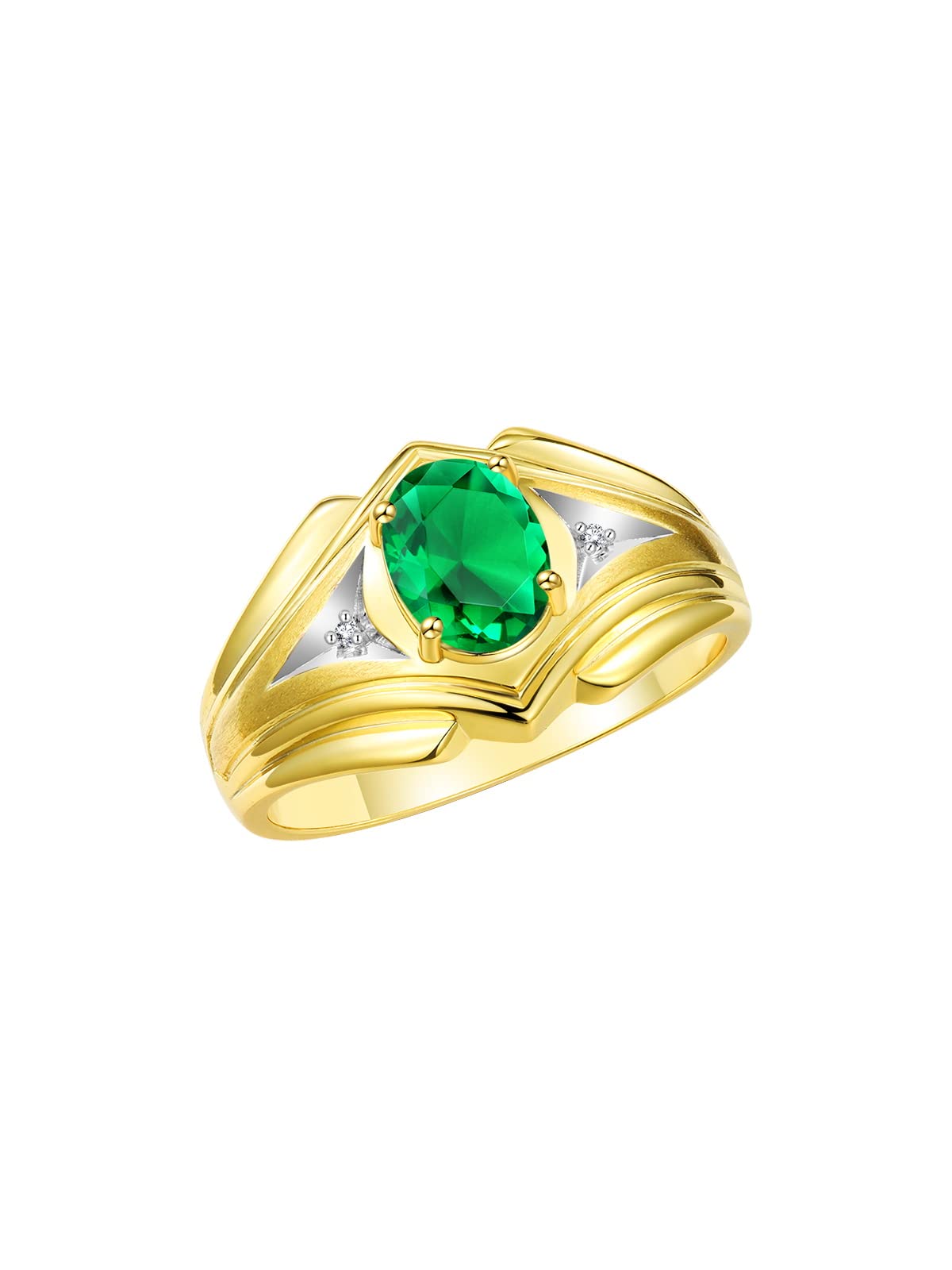 Rylos Men's Yellow Gold Plated Silver Ring - 9X7MM Oval Gemstone & Diamond Birthstone Ring for Men (Sizes 8-13) | Classic Designer Style for Weddings, Anniversaries & Special Occasions
