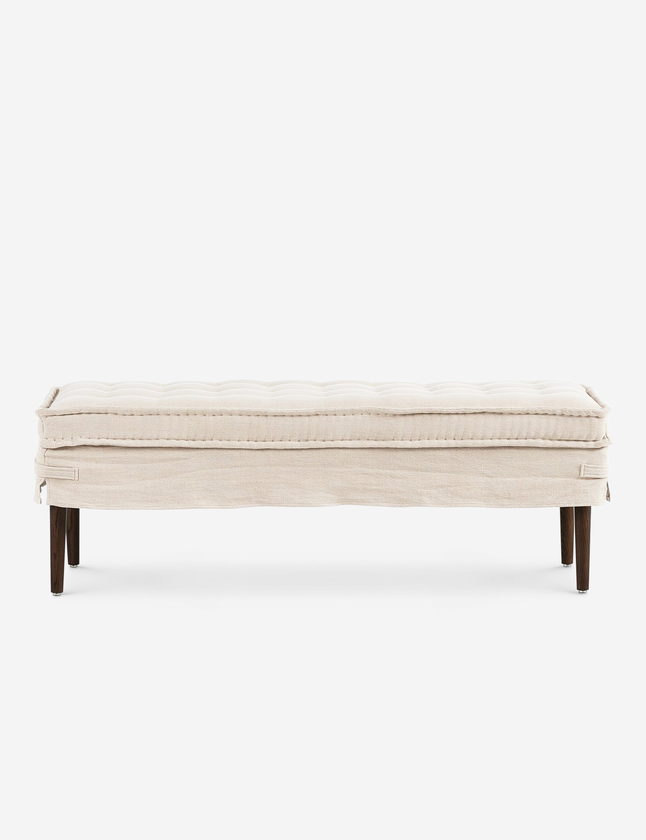 Cole Bench by Amber Lewis x Four Hands - Modern Wooden Entryway Bench with Upholstered Seat - Perfect for Hallway, Living Room & Bedroom Decor