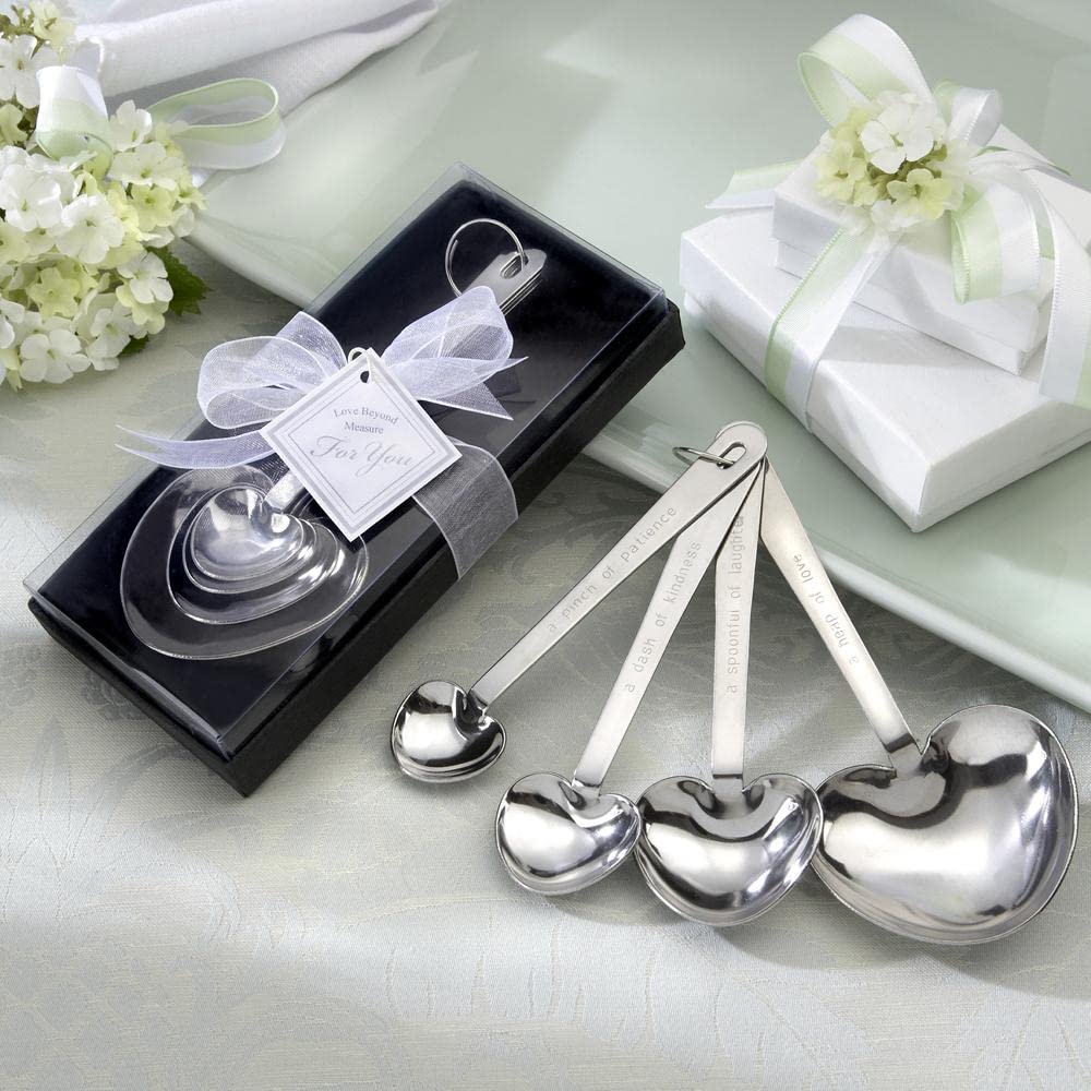 Kate Aspen Love Beyond Measure Heart Shaped Measuring Spoons Set - 16-Piece Kitchen Gift Set in Decorative Box - Perfect for Wedding Favors, Bridal Shower Gifts, Anniversary Presents & Romantic Home Decor - Ideal for Baking, Cooking & Measuring Ingredients with Love
