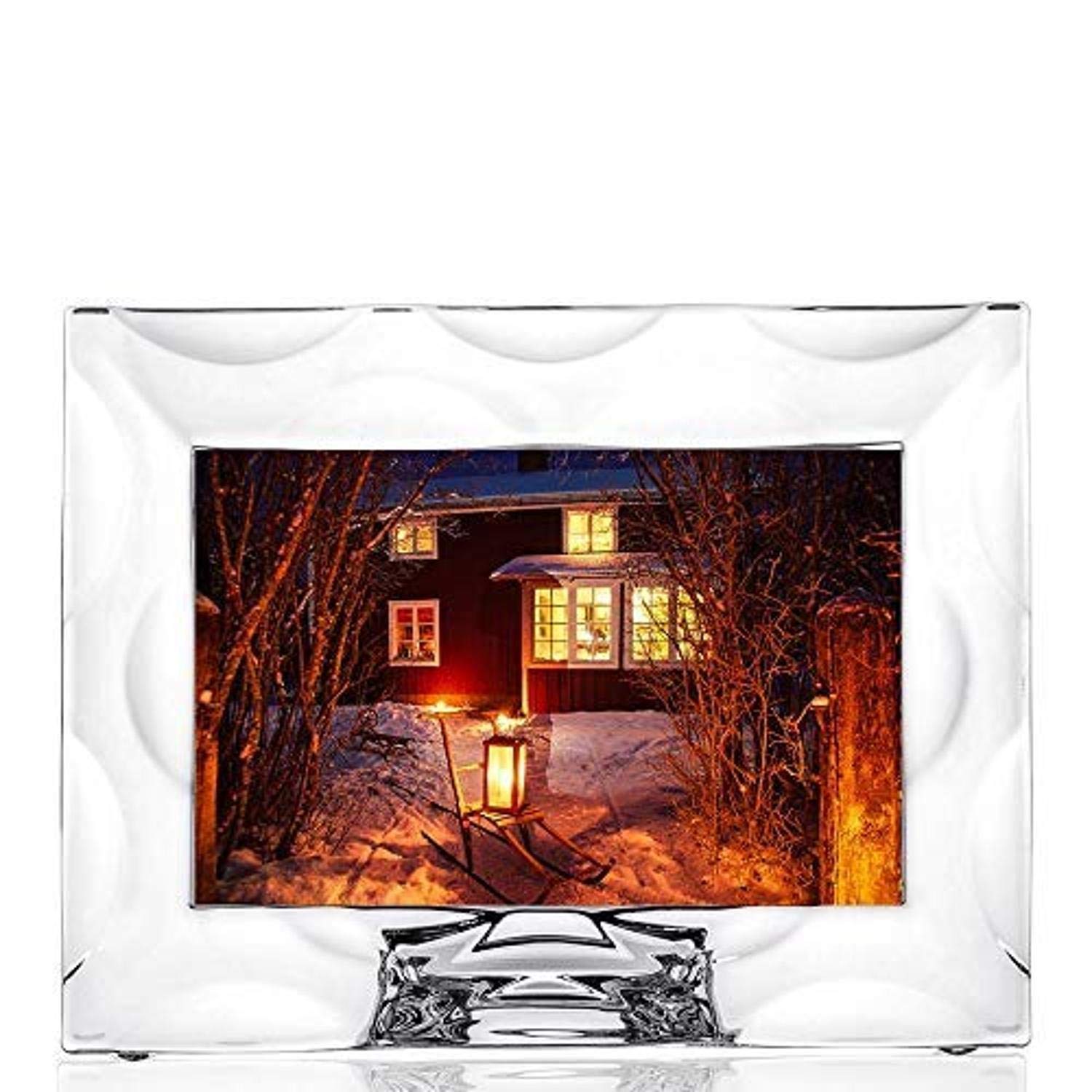 Orrefors Wave 4x6 Inch Glass Picture Frame - Elegant Photo Display for Home Decor, Office, or Gift Giving