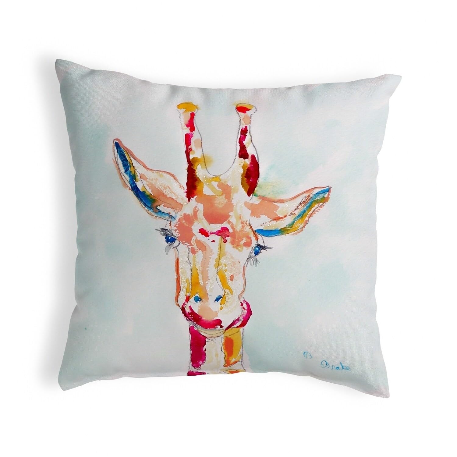 Betsy Drake KS048 Decorative Throw Pillow 12x12 Inches - Multi Color Cushion for Sofa, Bed, Living Room & Home Decor