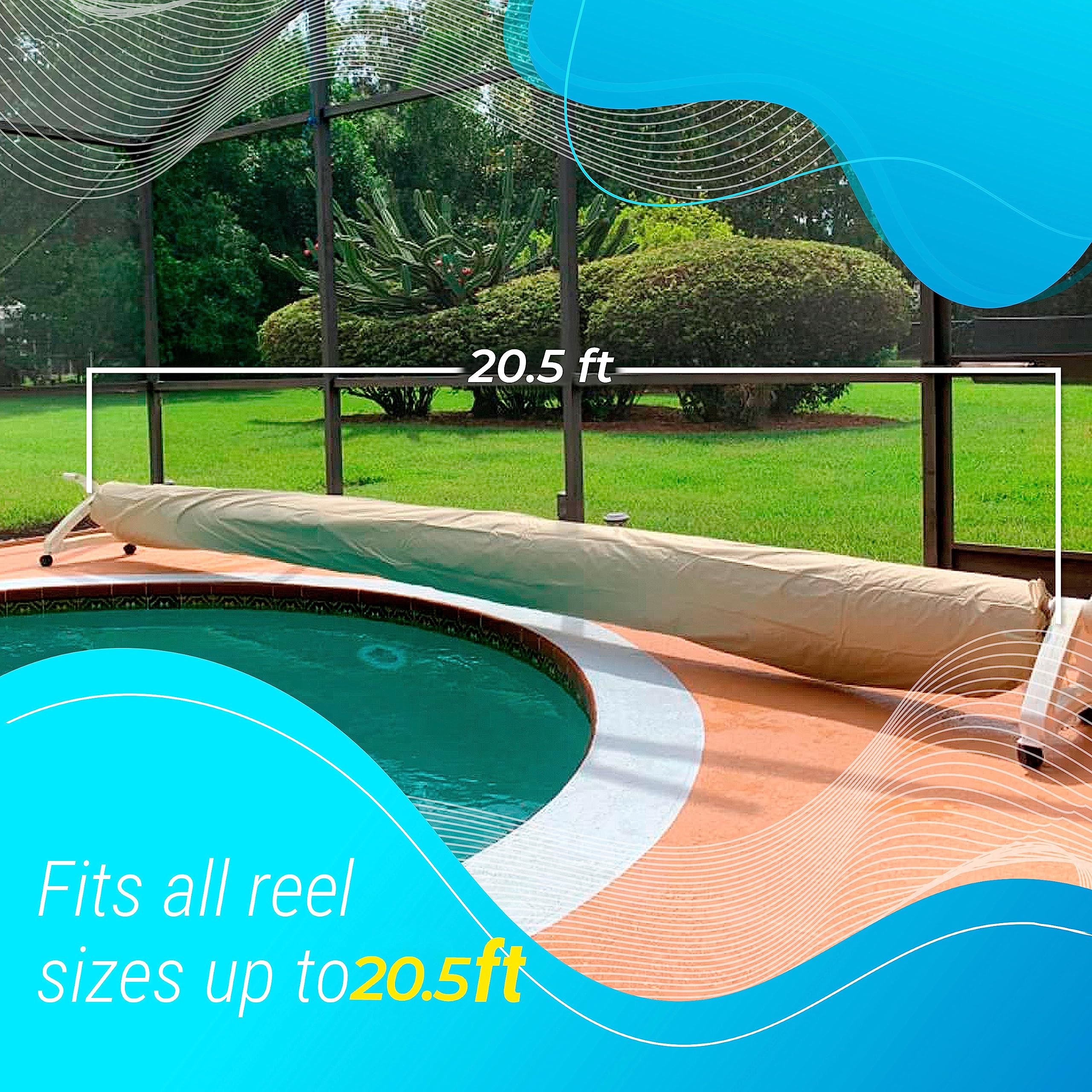 Heavy Duty Waterproof Solar Pool Cover for Inground Pools - 20FT Reel System | Keep Your Pool Clean & Warm Year-Round | Perfect for Backyard, Vacation Homes & Commercial Pools