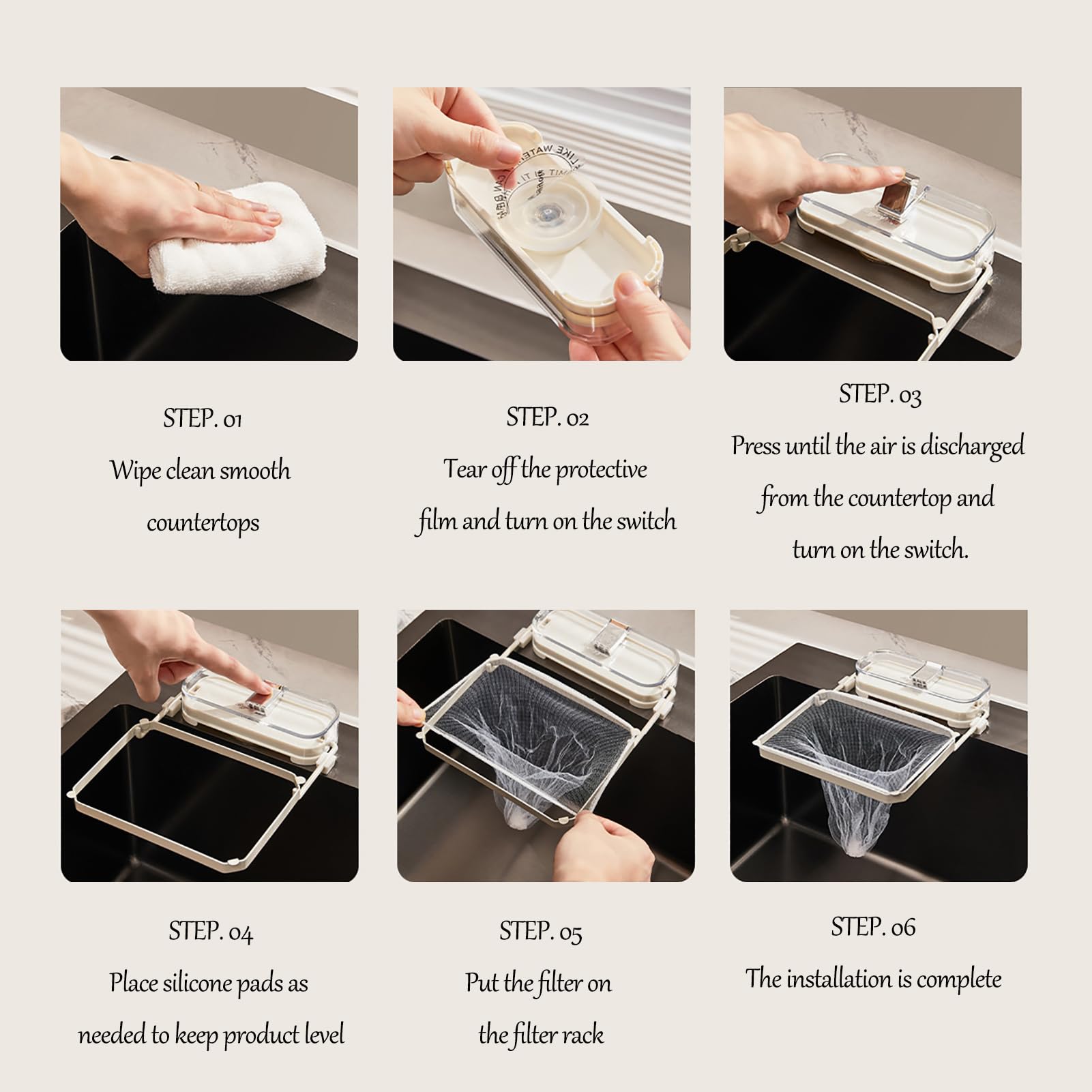Premium Kitchen Sink Filter with 50 Reusable Mesh Bags - Foldable Drain Rack with Strong Suction Cups for Fruits, Vegetables & Dishwashing - Space Saving Black Sink Strainer for Modern Kitchens
