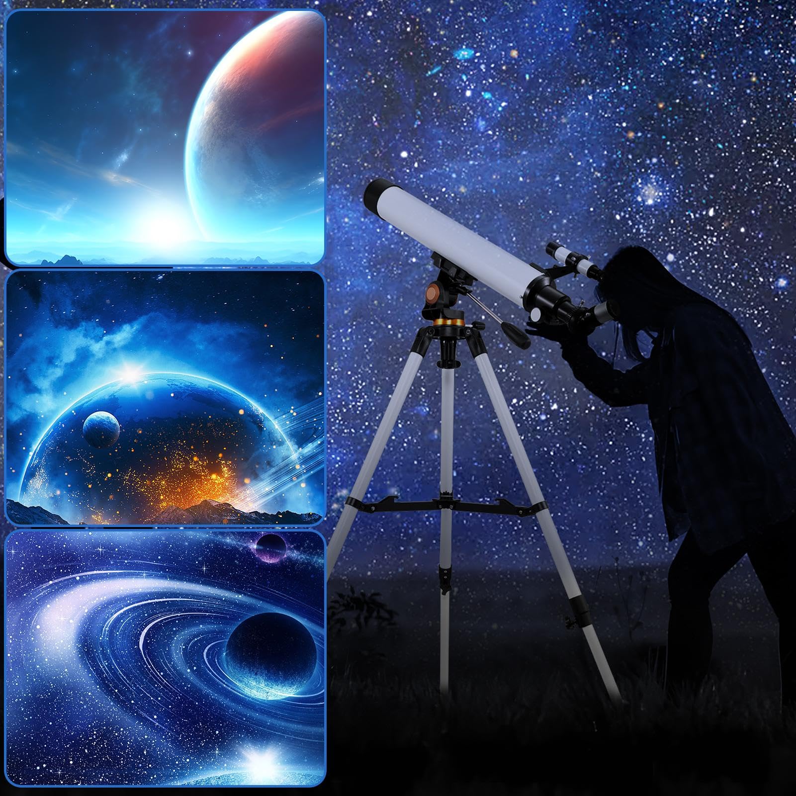 Premium Sararoom Telescope for Adults & Kids - 70mm Aperture 700mm Refractor Astronomy Telescope with Tripod, Phone Adapter & Wireless Remote - Ideal for Stargazing, Moon Watching & Outdoor Travel Adventures