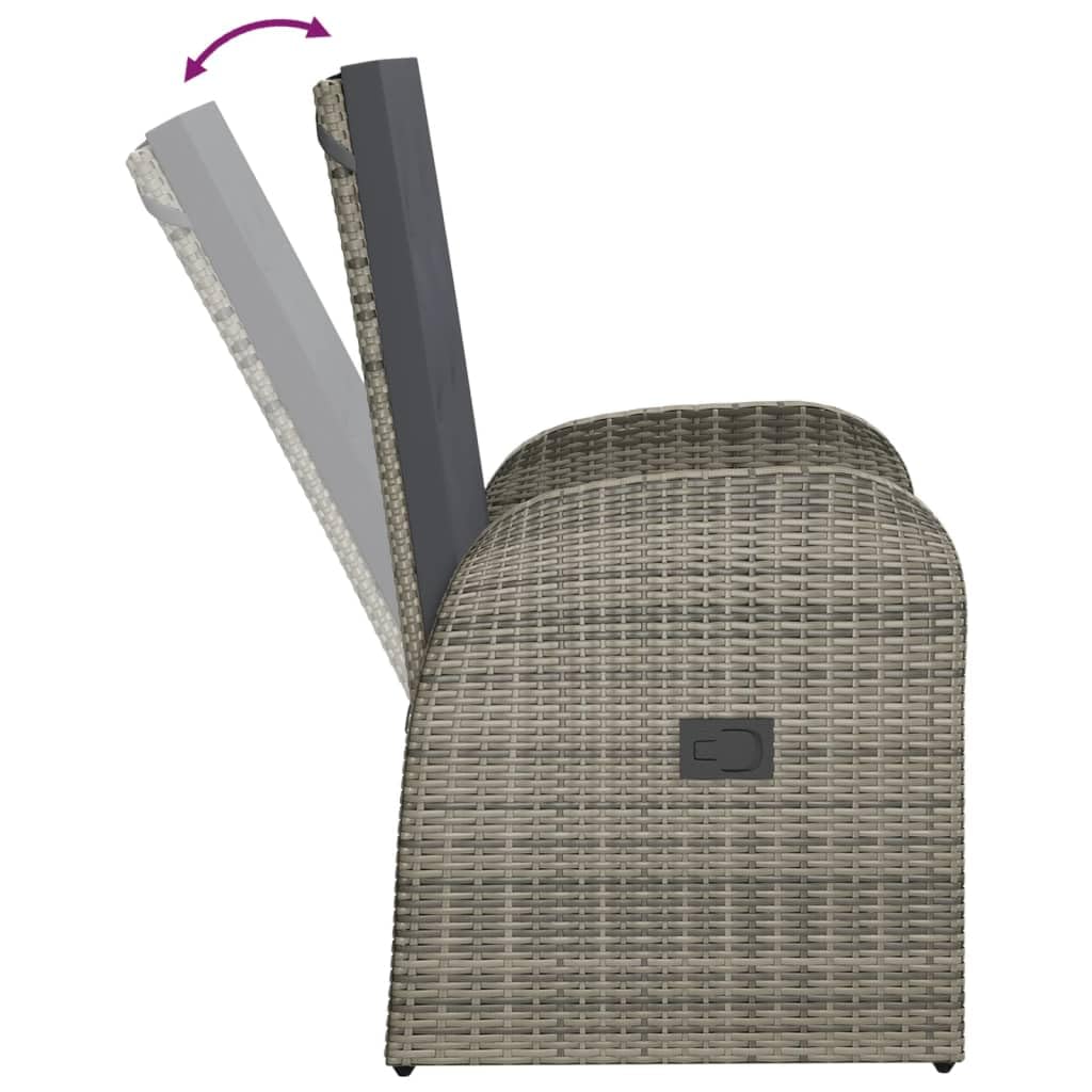 Premium PE Rattan Patio Chairs Set of 2 - Weatherproof Outdoor Recliners with Cushions for Garden, Balcony & Poolside | Comfortable Modern Gray Furniture | Perfect for Relaxing, Sunbathing & Entertaining Guests