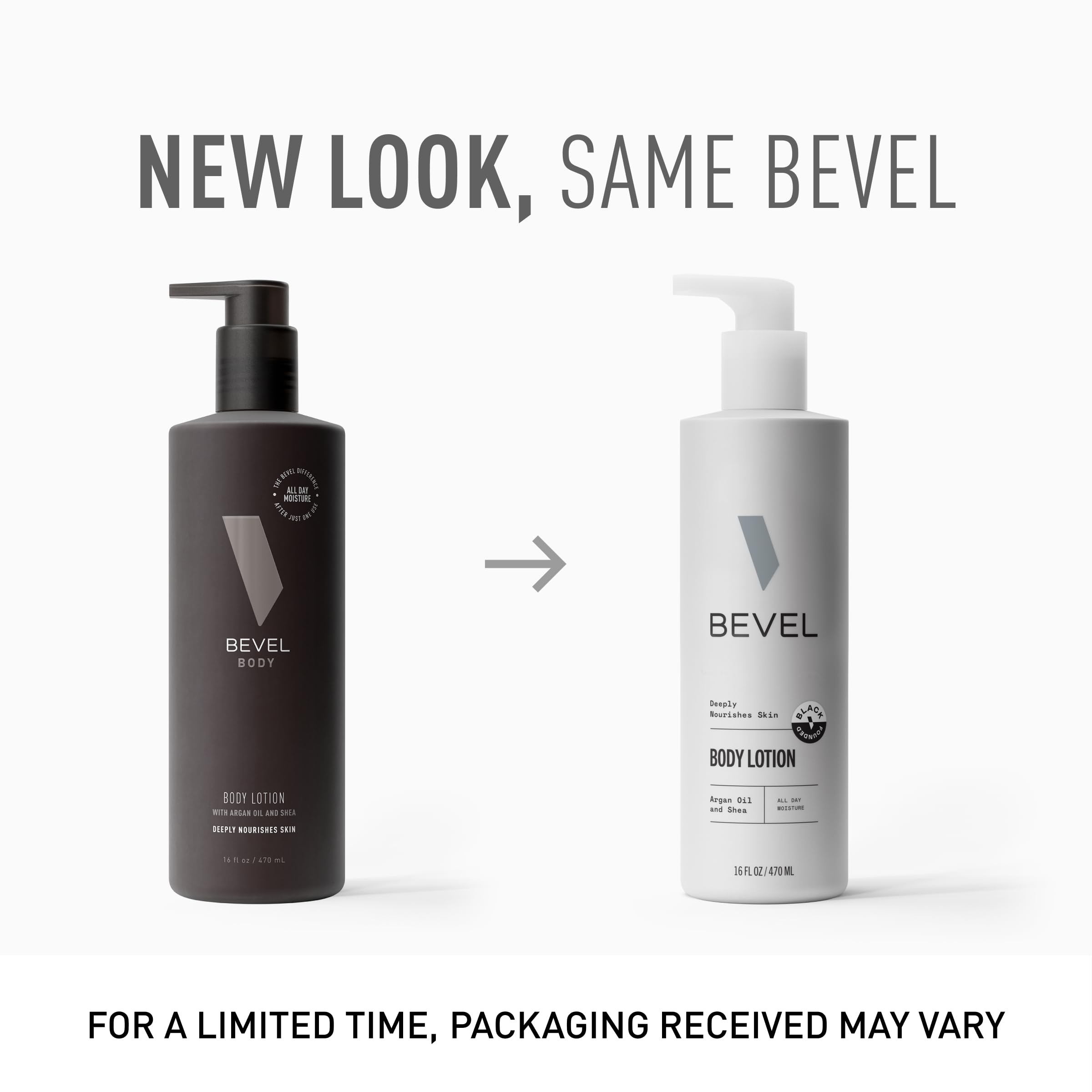 Bevel All Day Body Lotion for Men - Shea Butter & Argan Oil Moisturizer - Lightweight Hydrating Formula for Soft, Smooth Skin - 16 Oz (Packaging May Vary) - Ideal for Daily Use, Post-Shave & Dry Skin Care