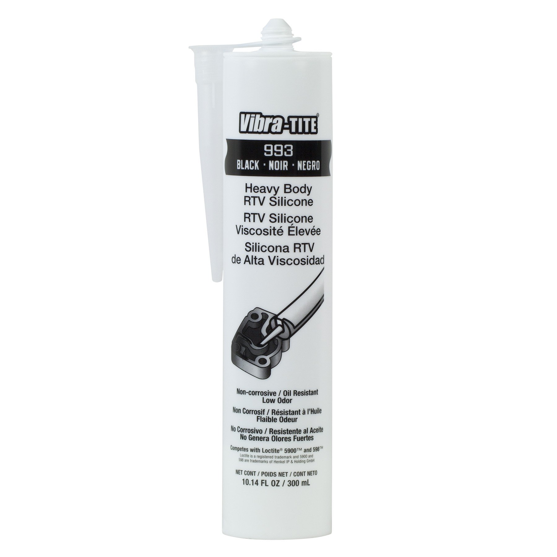 Vibra-Tite 993 Heavy Duty Black RTV Silicone Gasket Maker Sealant - High Temperature Resistant Adhesive for Automotive, Marine & Industrial Applications