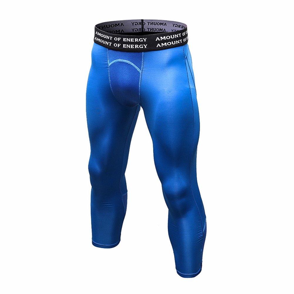 Bmeigo Men's 3/4 Length Fitness Capri Pants - Stretch Workout Training Tights for Running, Yoga & Gym - Breathable Quick-Dry Athletic Trousers