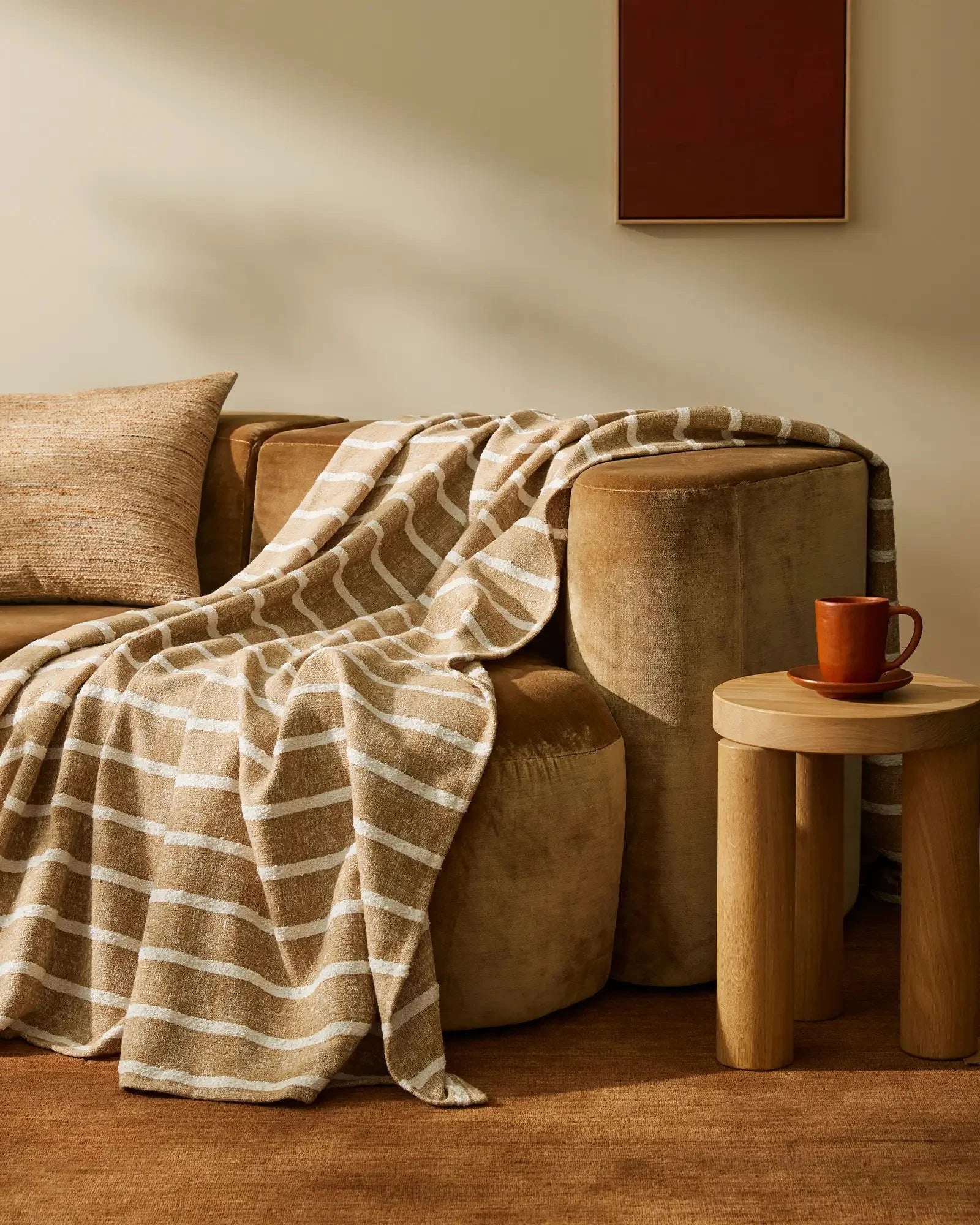Piazza Throw Earth Amber - Soft & Cozy Handmade Knit Blanket for Home Decor, Living Room, Bedroom & Outdoor Use