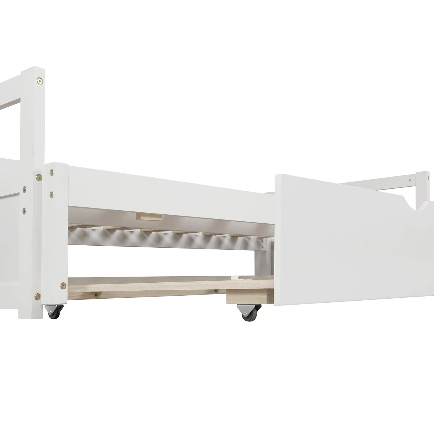 Wooden Daybed with Trundle - Twin to King Size Convertible Sofa Bed Frame for Living Room, Bedroom & Guest Room - White (Perfect for Small Spaces, Sleepovers & Multi-Purpose Furniture Needs)
