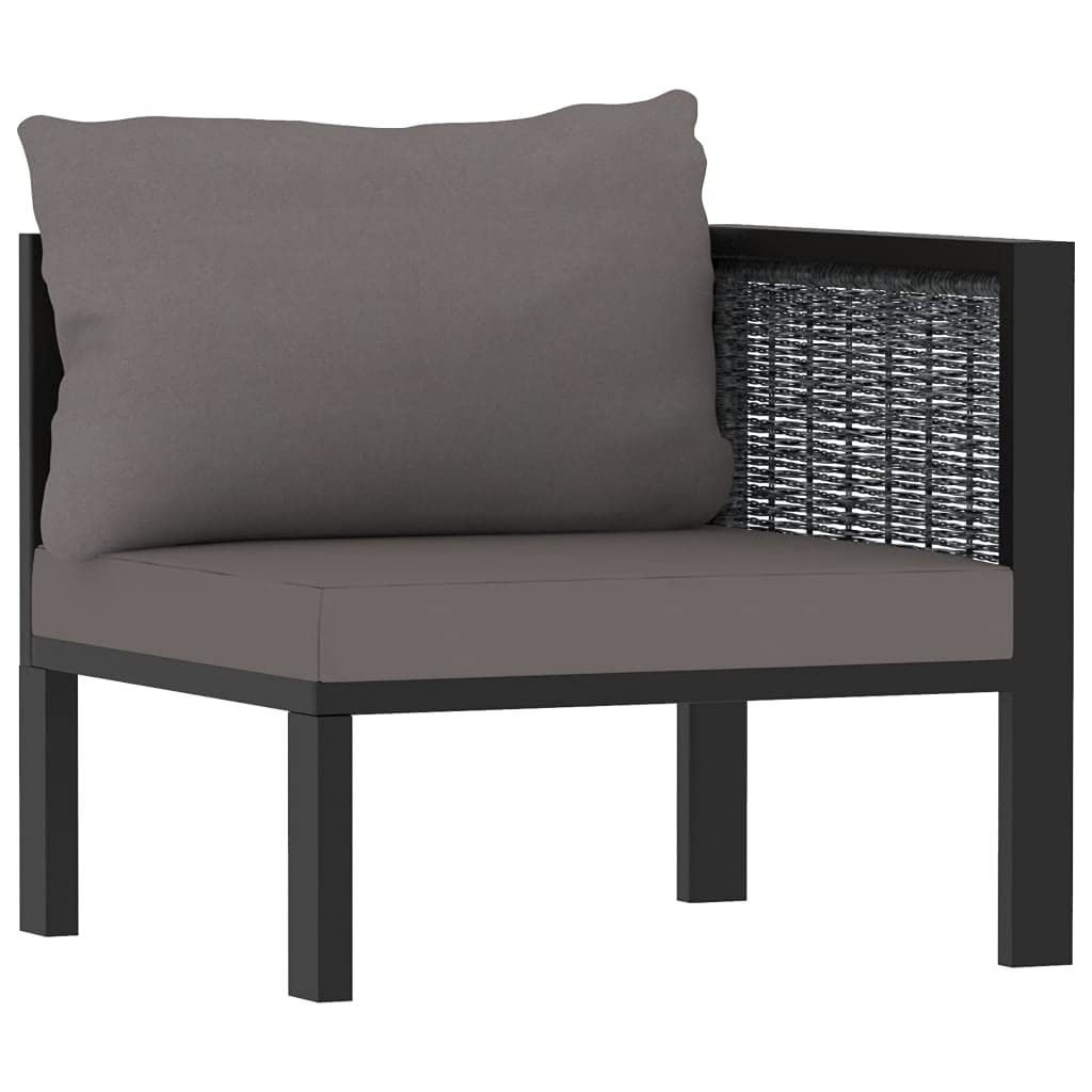 Modern Left Arm Sectional Corner Sofa with Poly Rattan Frame in Anthracite - Perfect for Patio, Garden, and Outdoor Lounge Areas