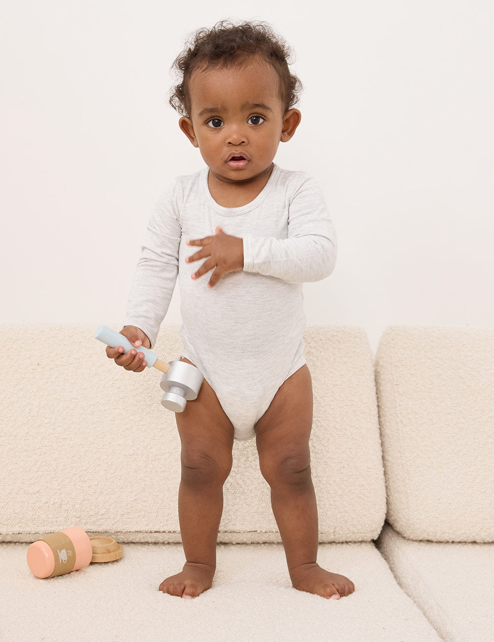 Organic Cotton Baby Long Sleeve Bodysuit - Soft Heather Grey Onesie for Newborns & Infants | Perfect for Playtime, Daycare & Family Photos