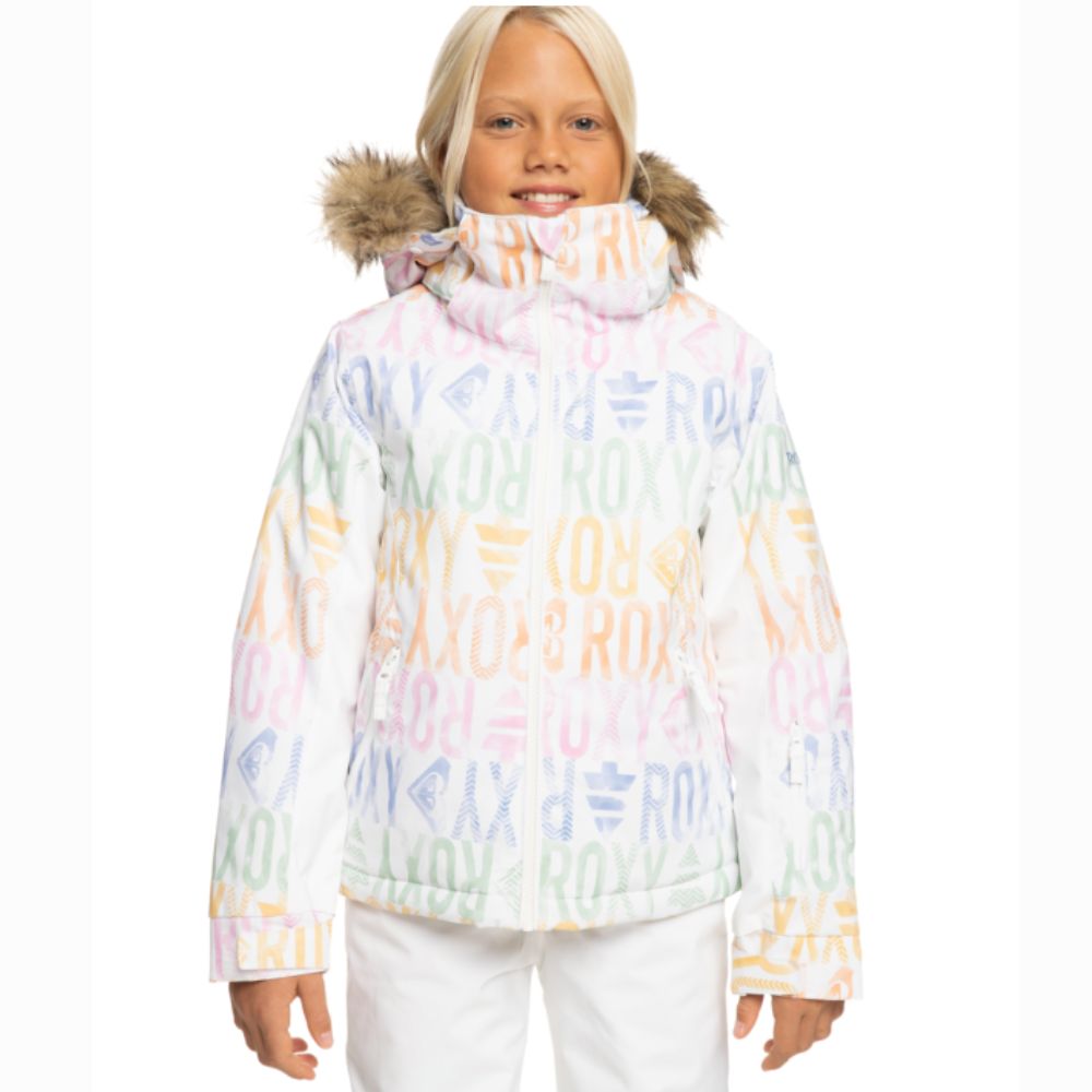 Roxy Jet Ski Jacket for Girls - Waterproof & Windproof Ski Coat - Bright White - Size 15-16 Years - Perfect for Water Sports & Winter Activities