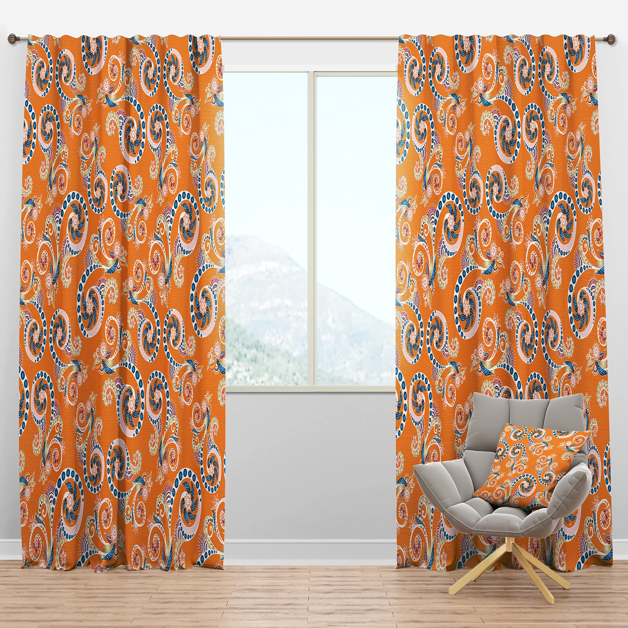 DesignQ Blackout Curtains - Floral Pattern Thermal Insulated Room Darkening Drapes for Bedroom & Living Room (52x90, Single Panel) - Perfect for Home Decor, Light Blocking & Temperature Control