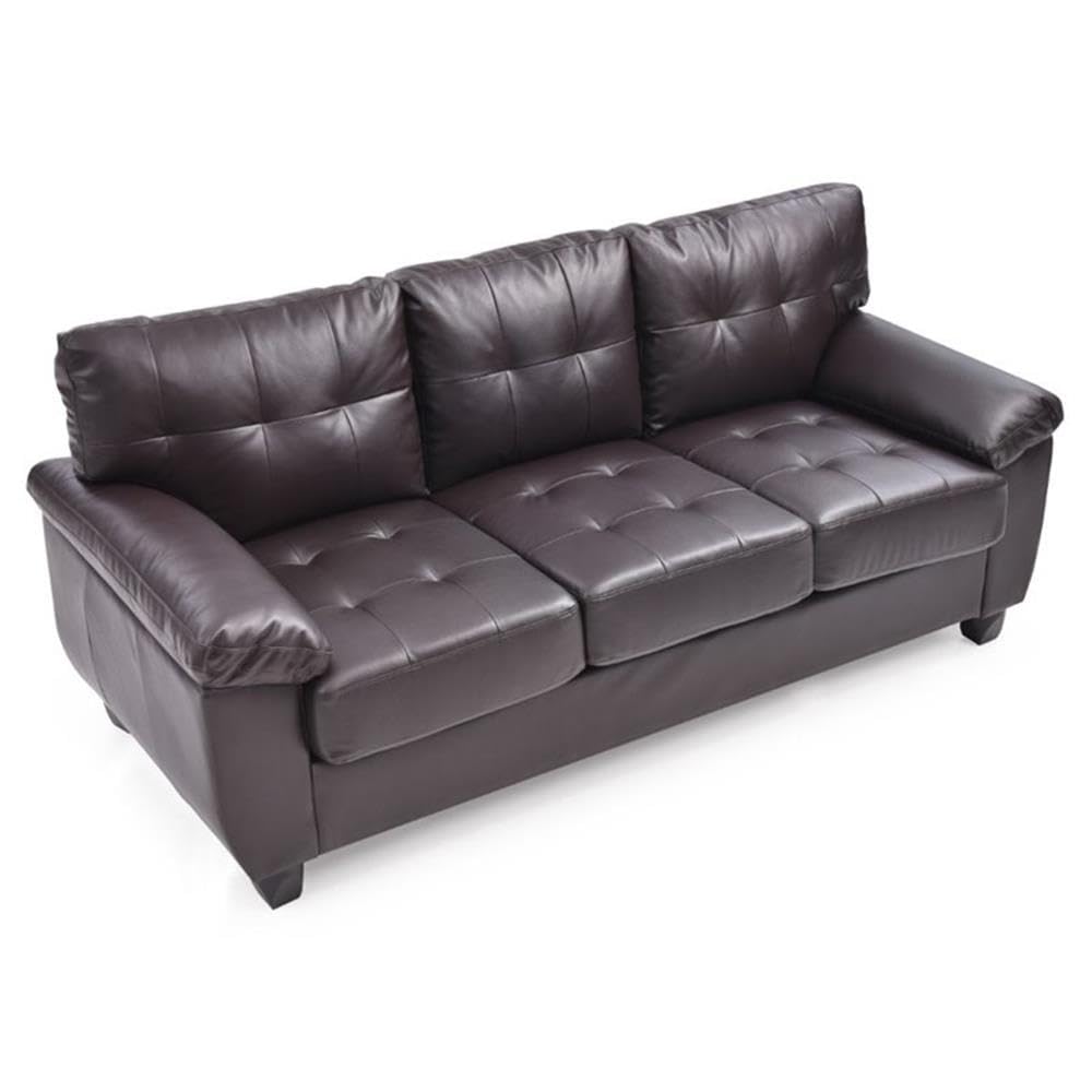 Premium Glory Furniture Gallant Faux Leather Sofa in Cappuccino Brown - Modern Living Room Couch for Home, Office & Lounge Comfort