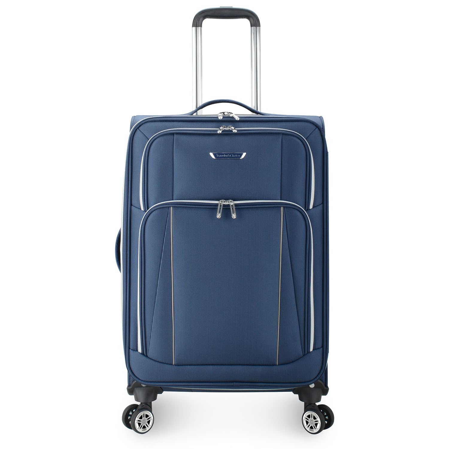 Lares Softside Expandable Spinner Luggage 26-Inch Checked Suitcase - Navy Blue Travel Bag for Airlines, Business Trips & Family Vacations | Durable Lightweight Expandable Design