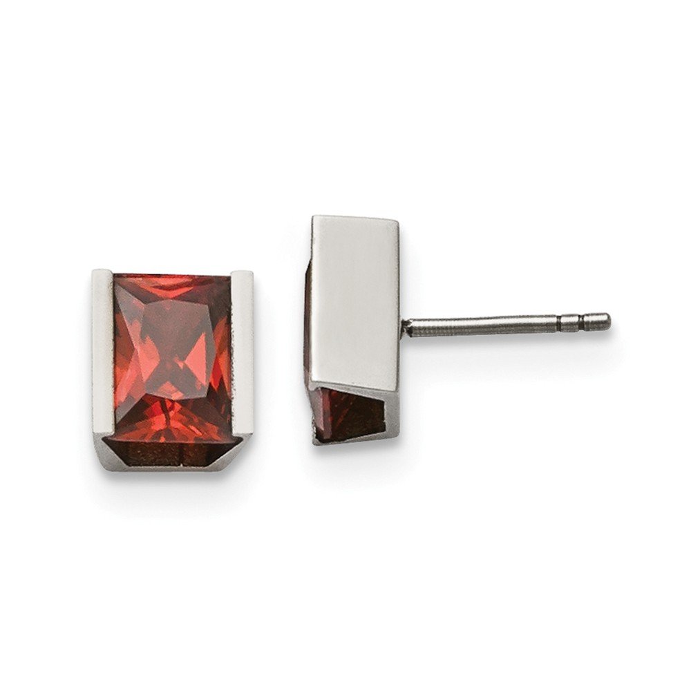 Stainless Steel Red CZ Stone Post Earrings for Women - Hypoallergenic Cubic Zirconia Stud Earrings - Perfect for Parties, Weddings & Everyday Wear