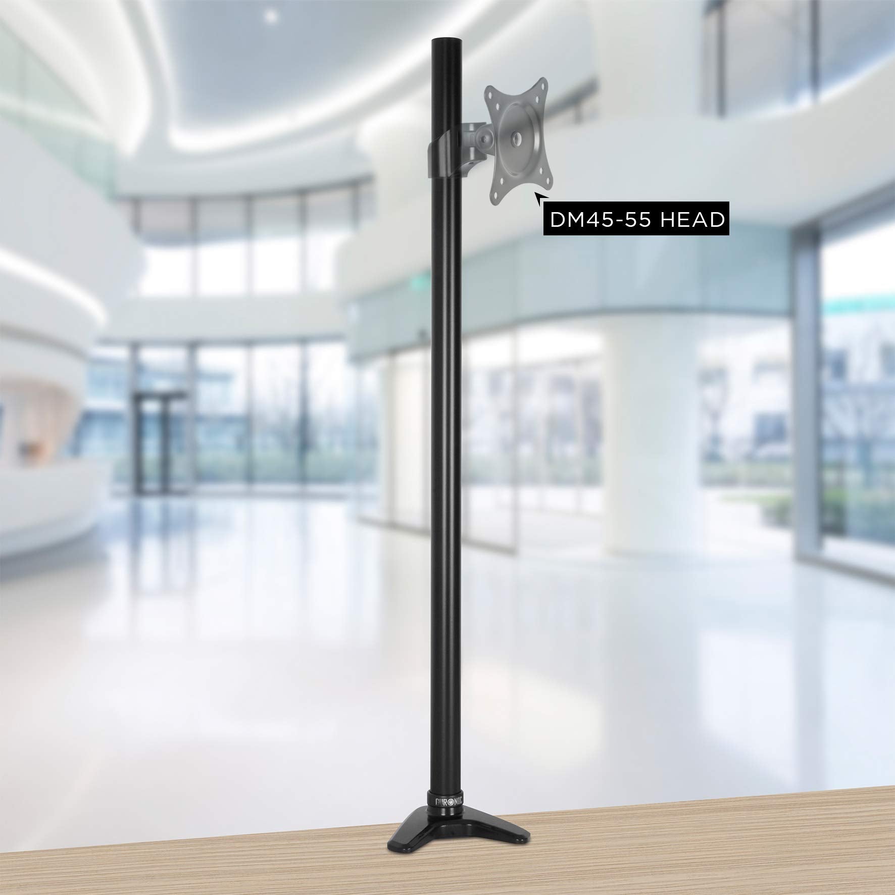 Duronic DM45 DM55 30cm Monitor Pole - Steel Black Short 300mm Length 32mm Diameter with Clamp | Compatible with Duronic Monitor Desk Mount Arms | Perfect for Home Office, Gaming Setup & Workspace Organization