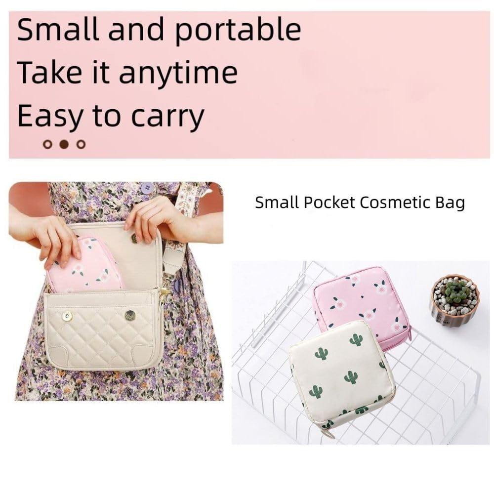 2PCS Mini Makeup Bag for Women - Cute Portable Cosmetic Pouch, Small Travel Toiletry Organizer for Lipstick, Jewelry, Sanitary Pads & Coins | Perfect for Travel, Gym, Daily Use & Gift Giving